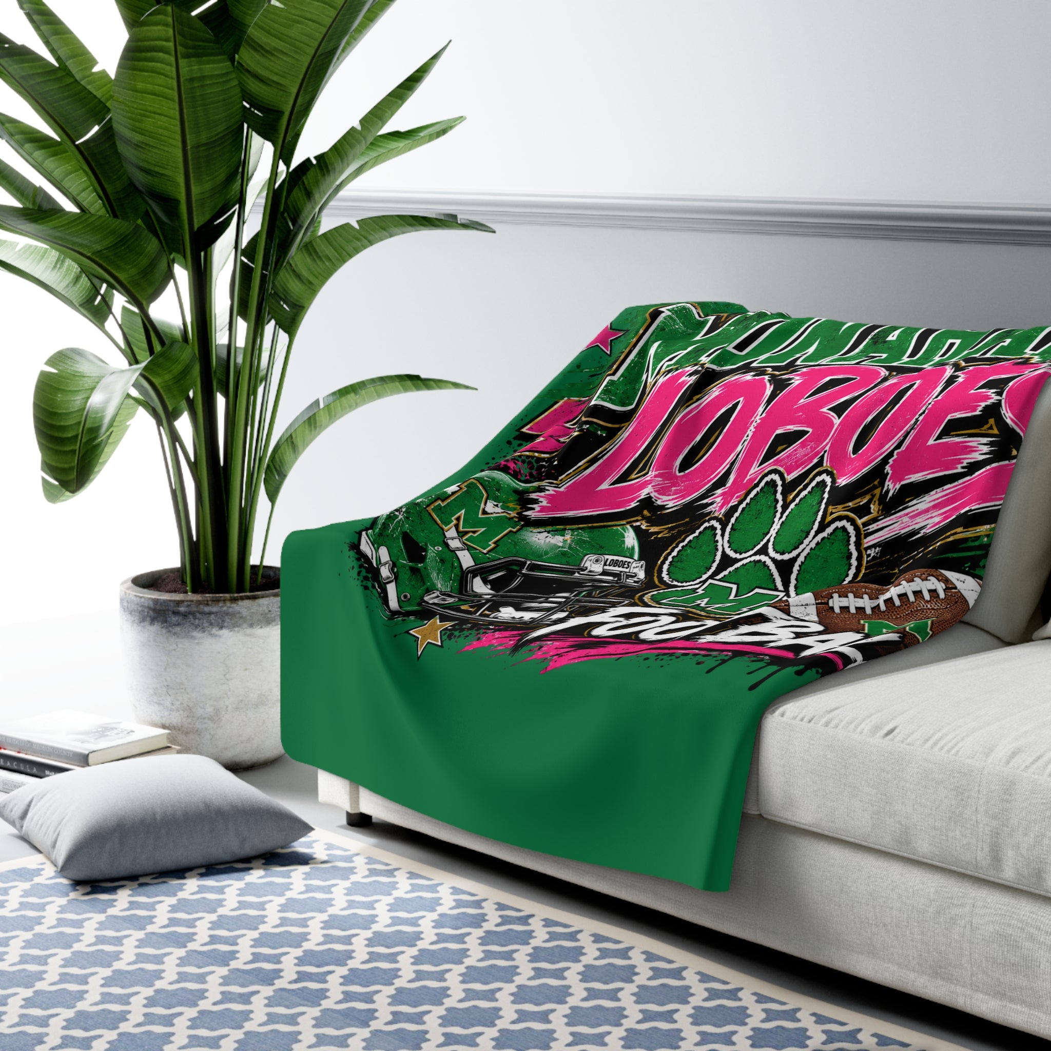 Monahans Loboes Football Sherpa Fleece Stadium Blanket — Cozy Team Spirit Throw