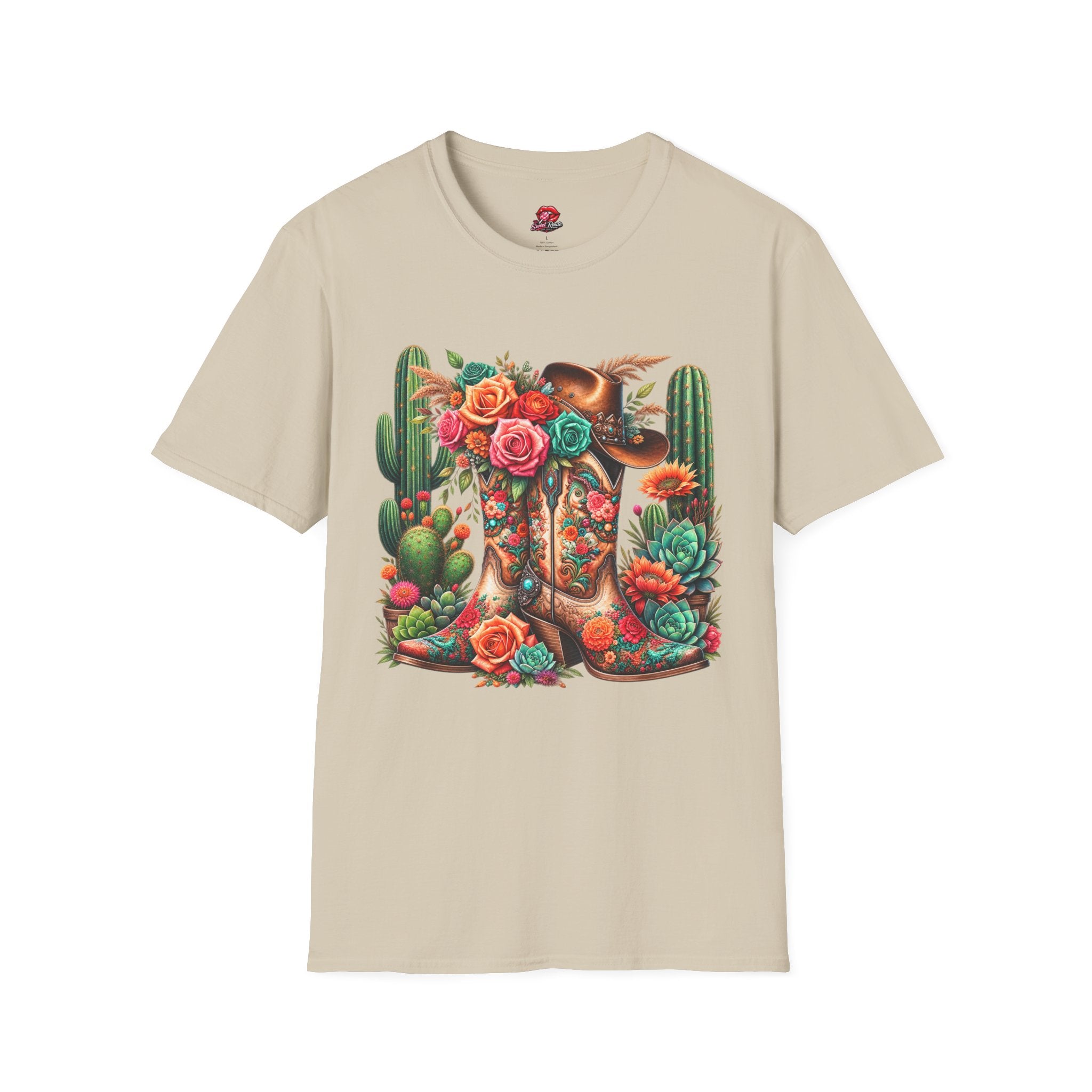 Floral Cactus Cowboy Boot T-Shirt