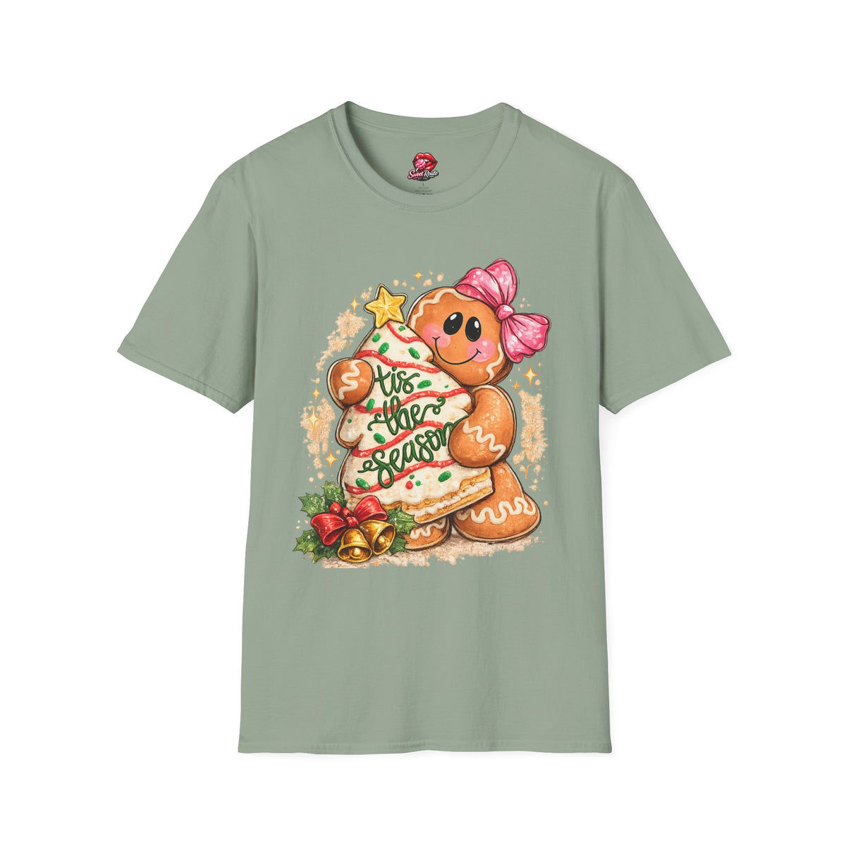 Gingerbread Girl Holding Christmas Tree T-Shirt