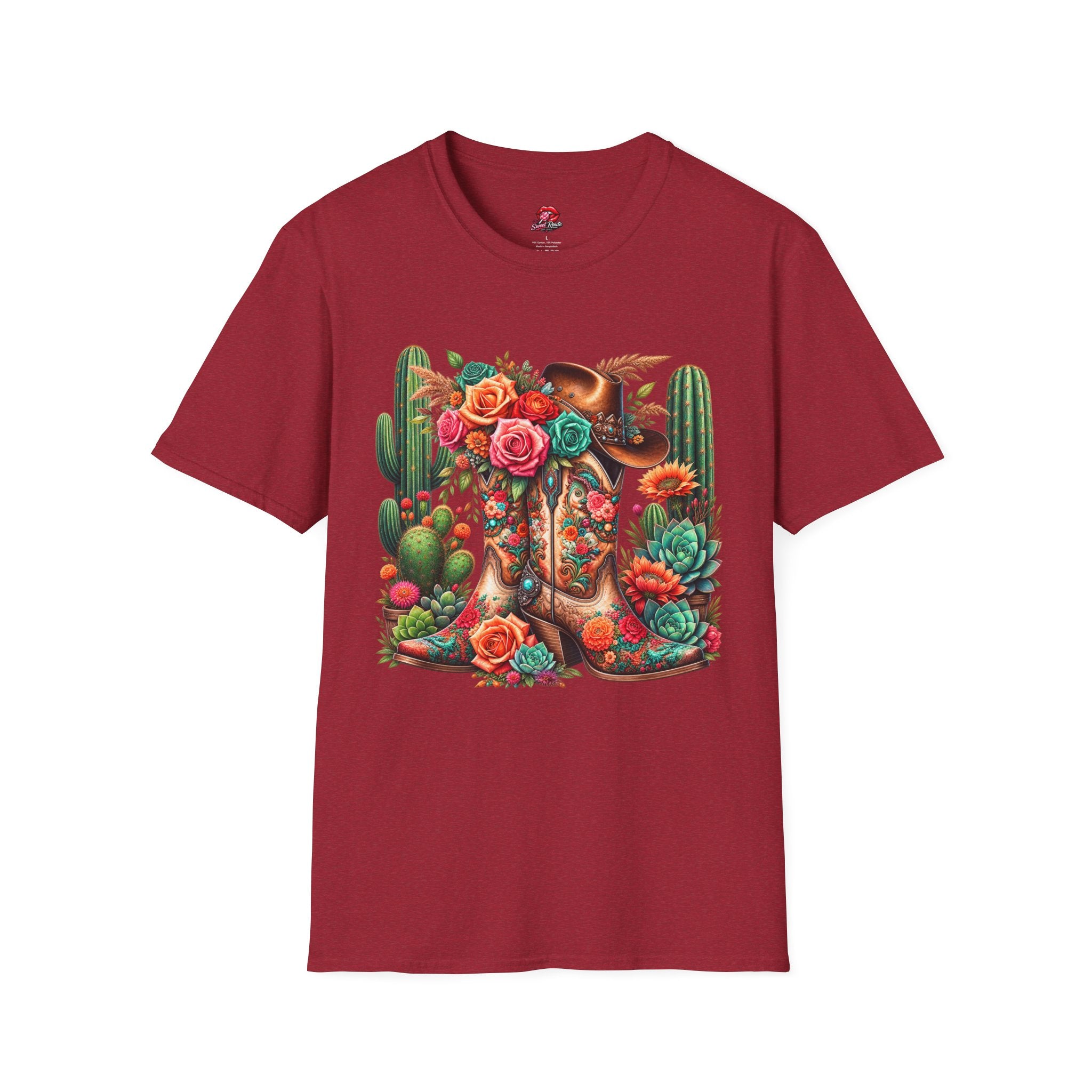 Floral Cactus Cowboy Boot T-Shirt