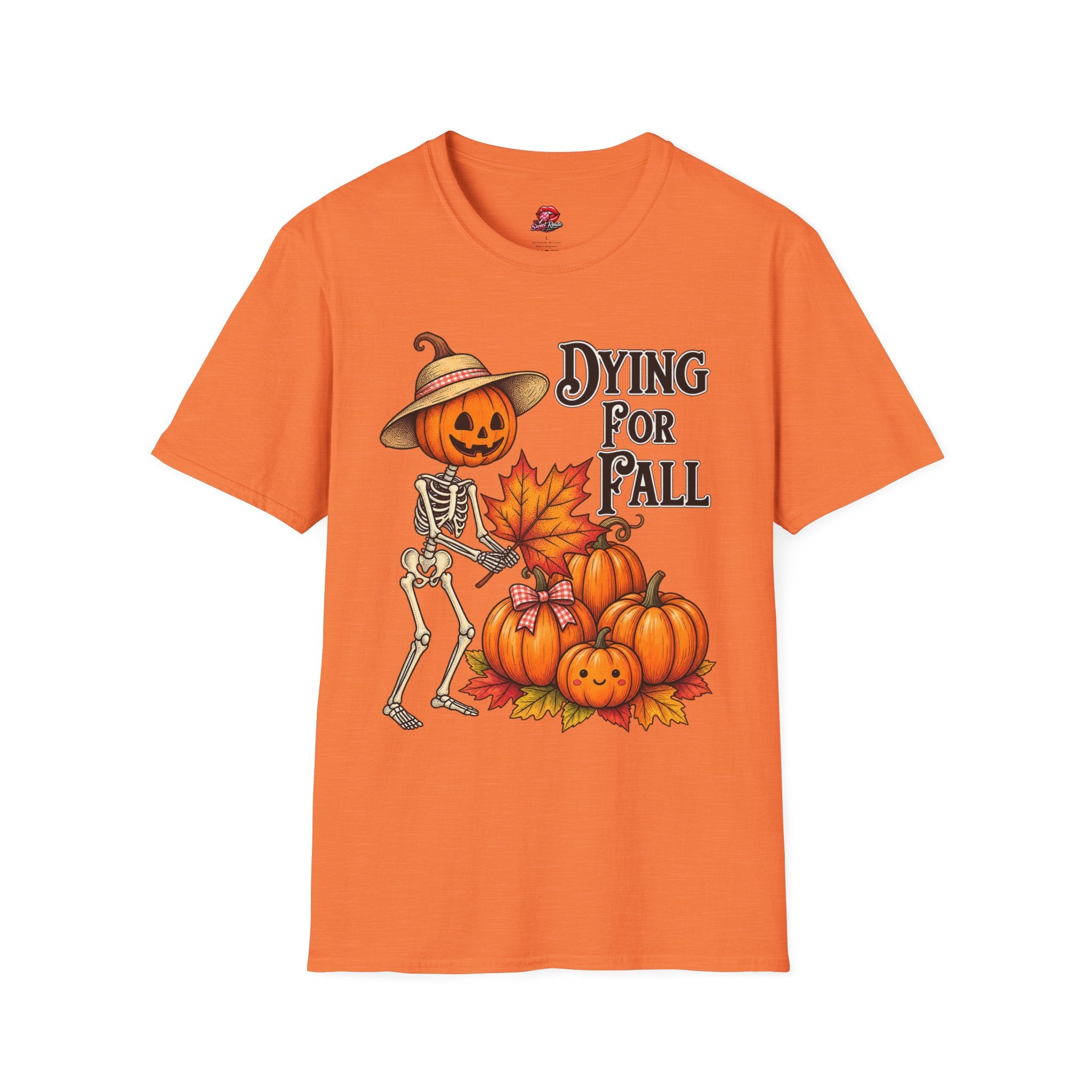 Dying for Fall Pumpkin Skeleton Autumn Tee