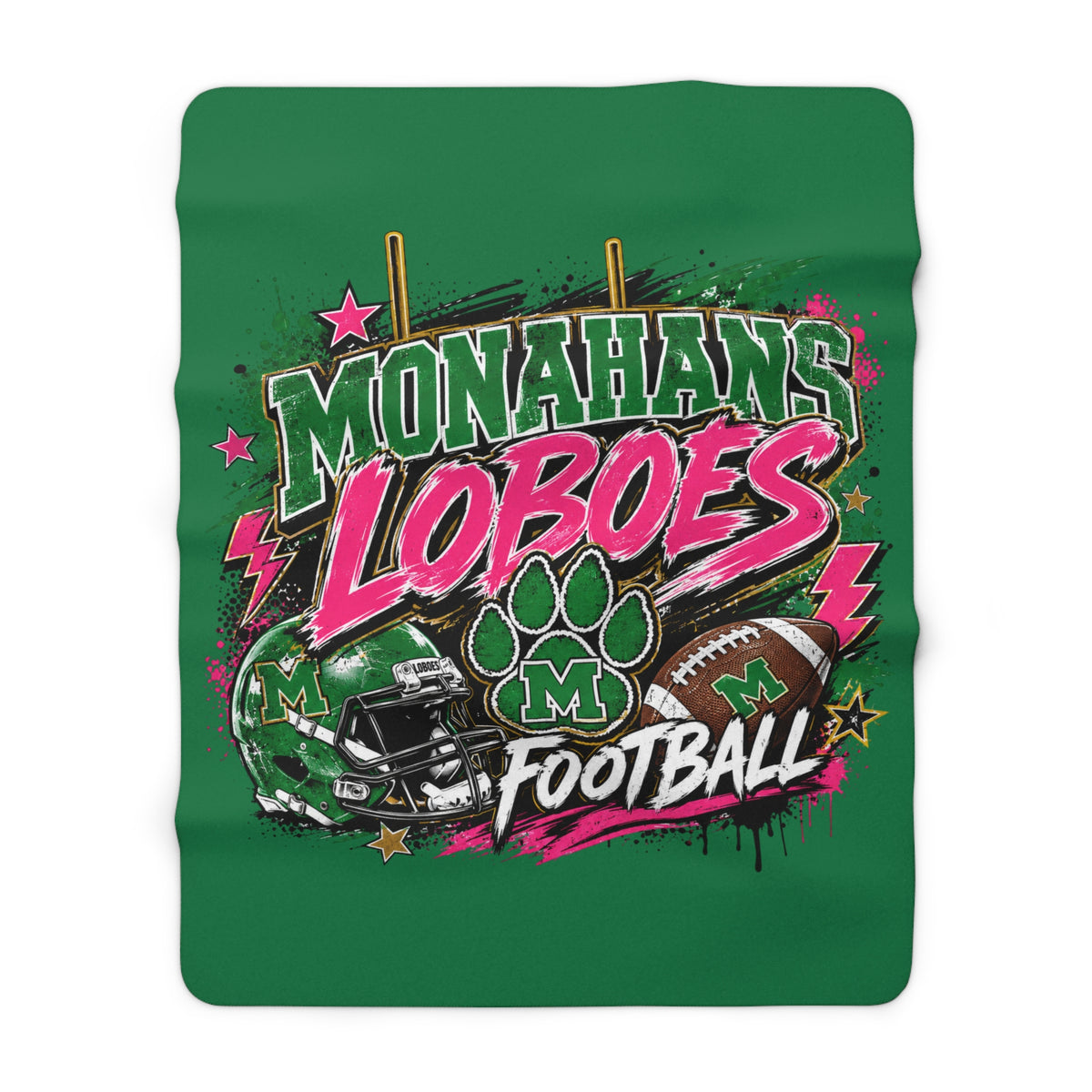 Monahans Loboes Football Sherpa Fleece Stadium Blanket — Cozy Team Spirit Throw