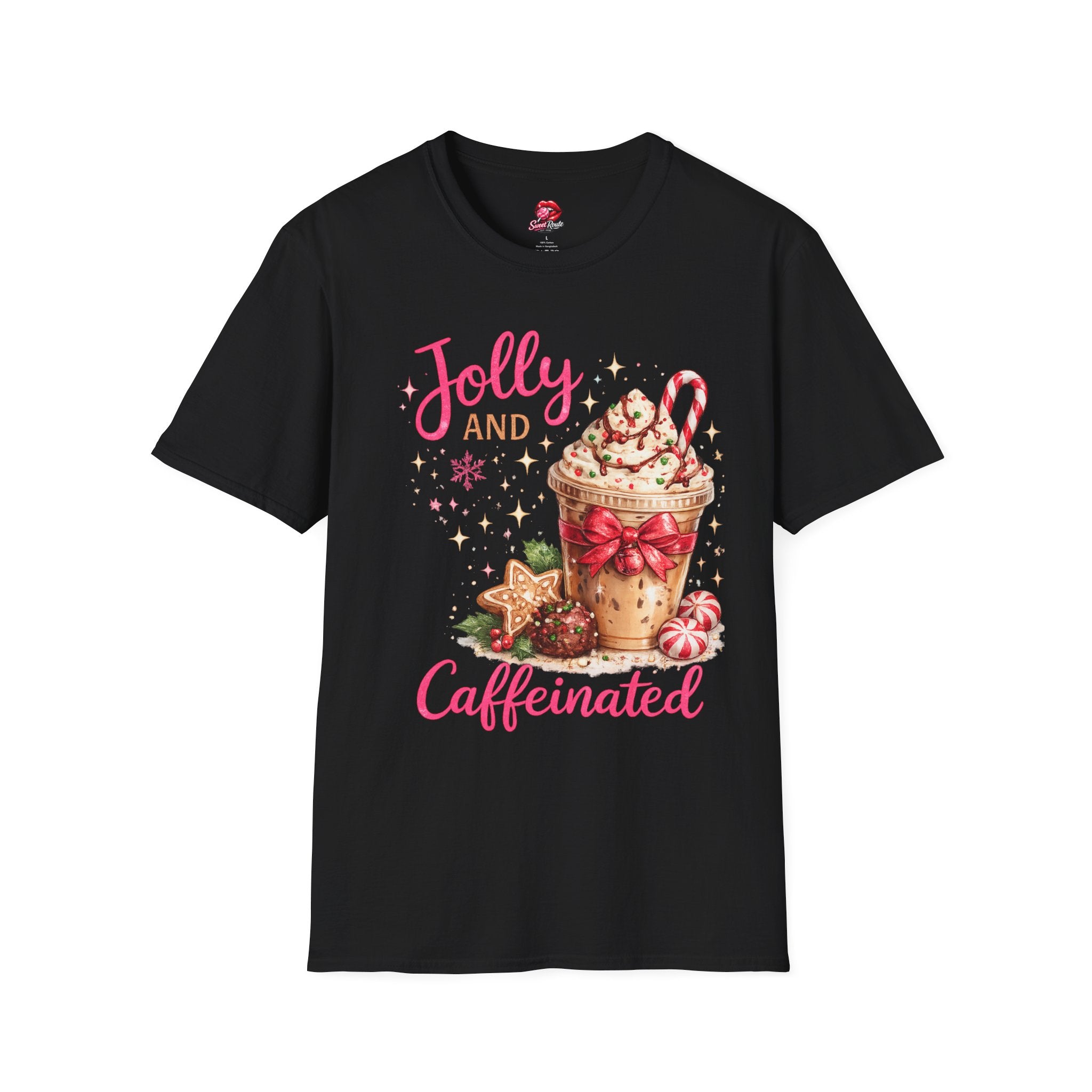 Jolly and Caffeinated Christmas T-Shirt