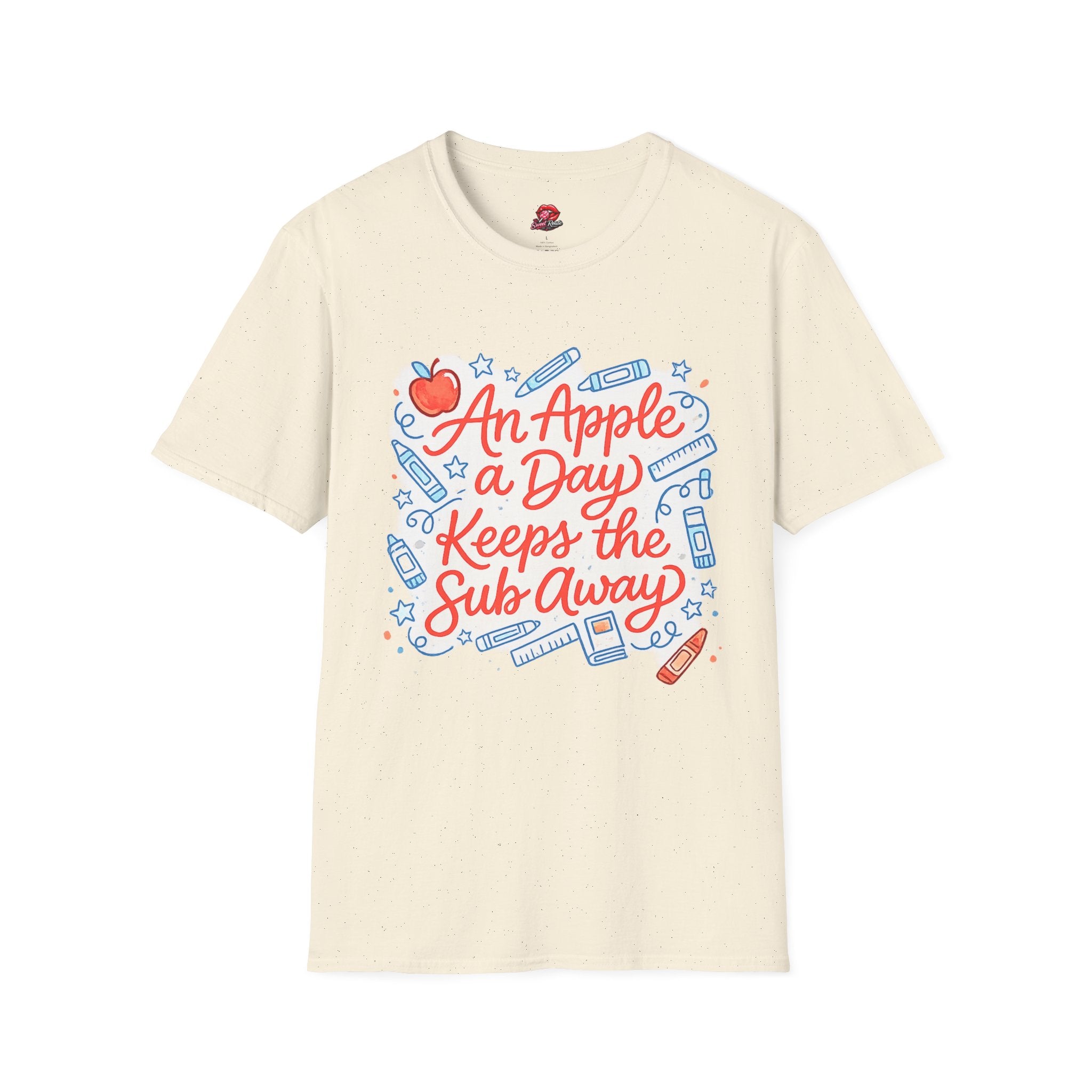 An Apple a Day Keeps the Subs Away Teacher T-Shirt | Funny Substitute Teacher Tee | Back to School Gift | Cute Classroom Graphic Shirt