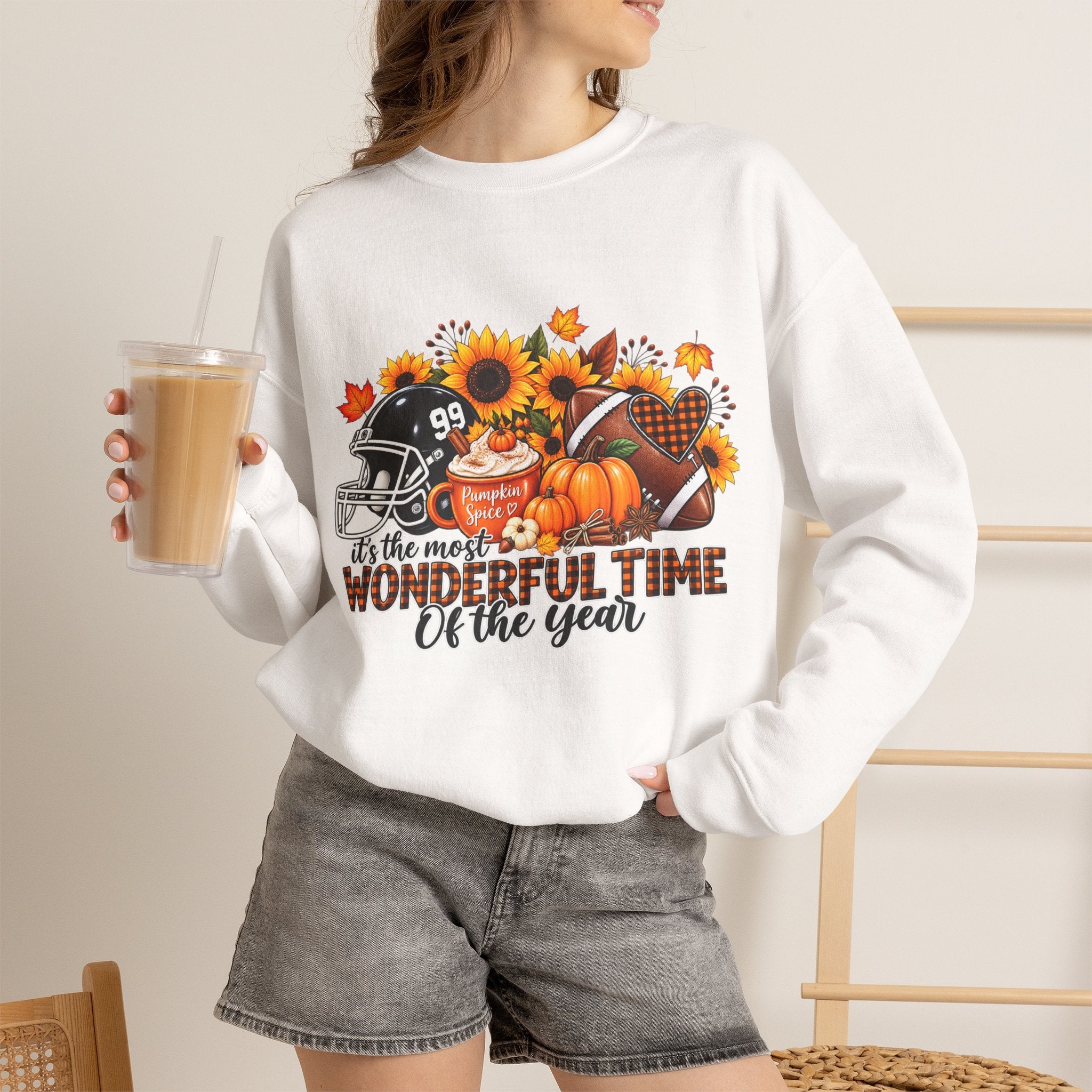 It's the Most Wonderful Time of the Year Pumpkin & Sunflower Fall  Crewneck