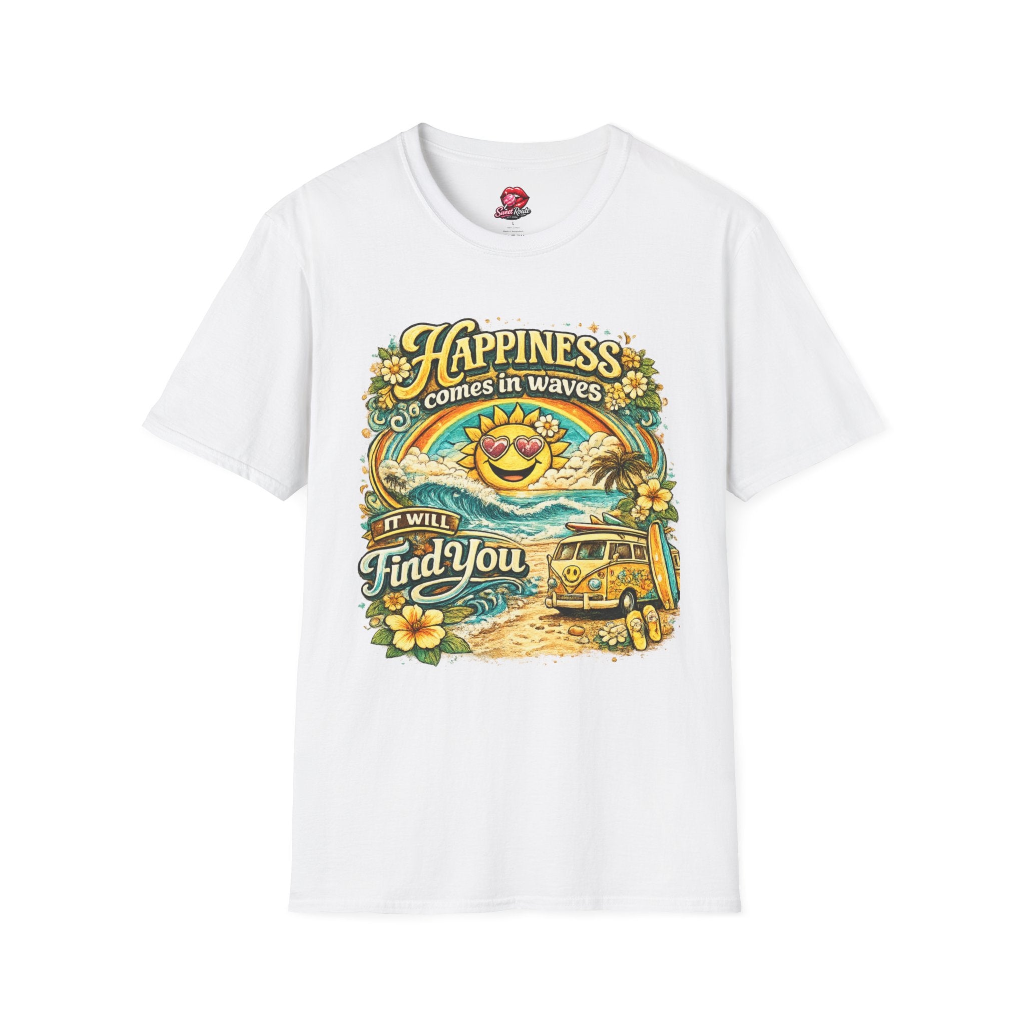 Happiness Comes in Waves T-Shirt