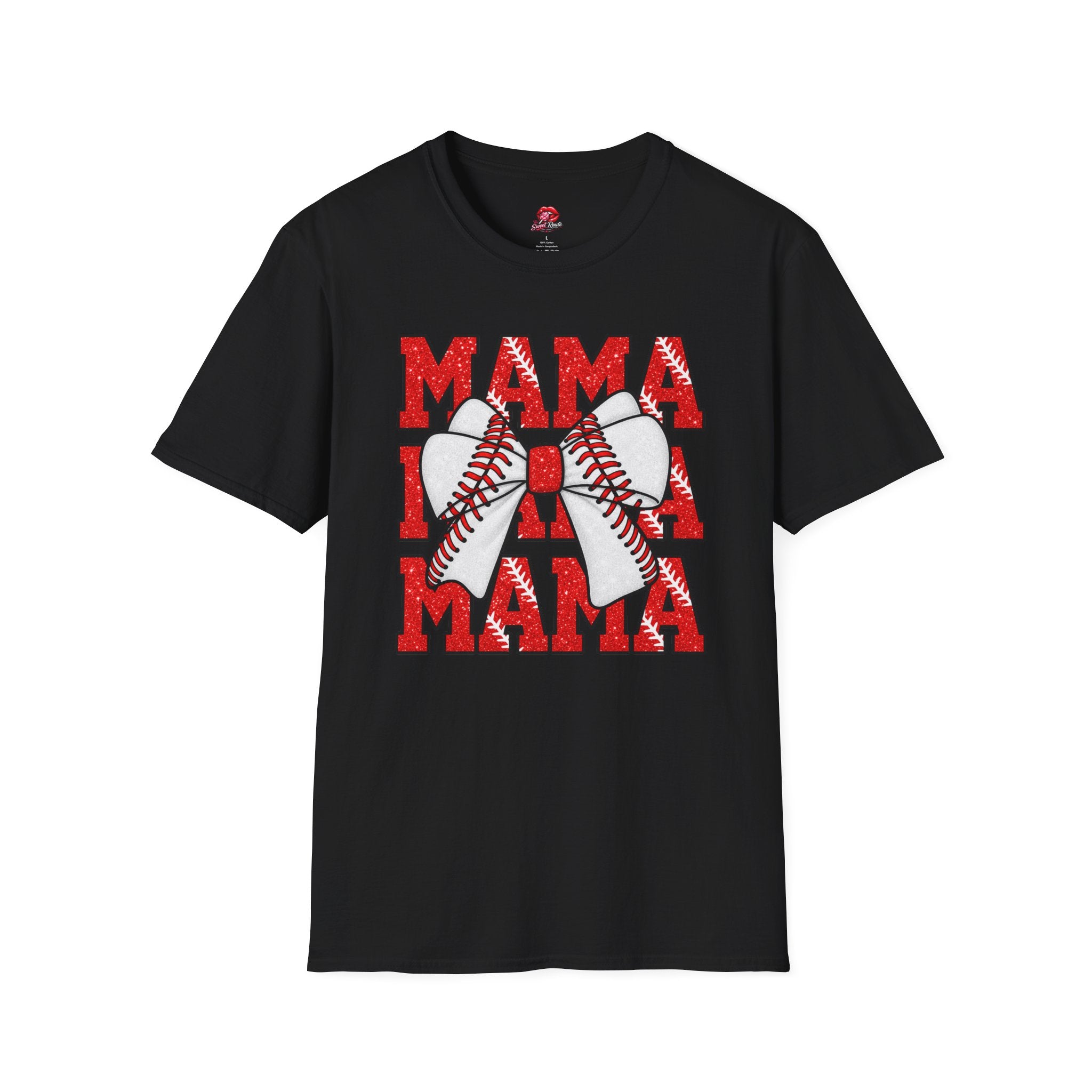 Red Glitter Baseball Mom Tee