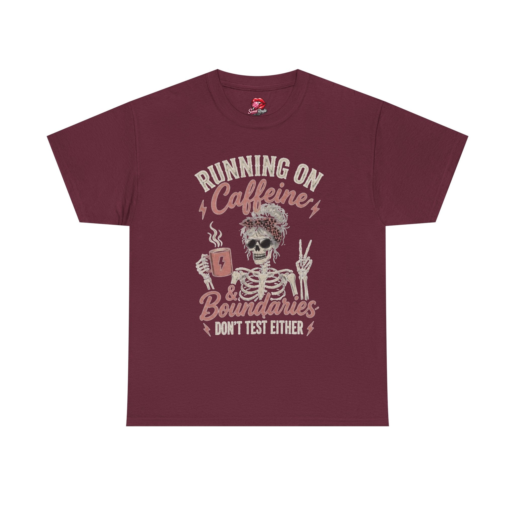 Running on Caffeine & Boundaries Skull Tee | Coffee Skeleton Shirt