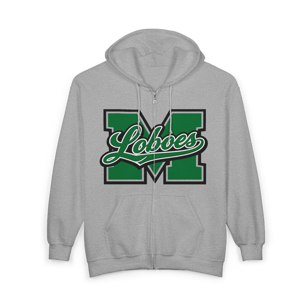 Green Block Letter Varsity Style Full-Zip Sweatshirt