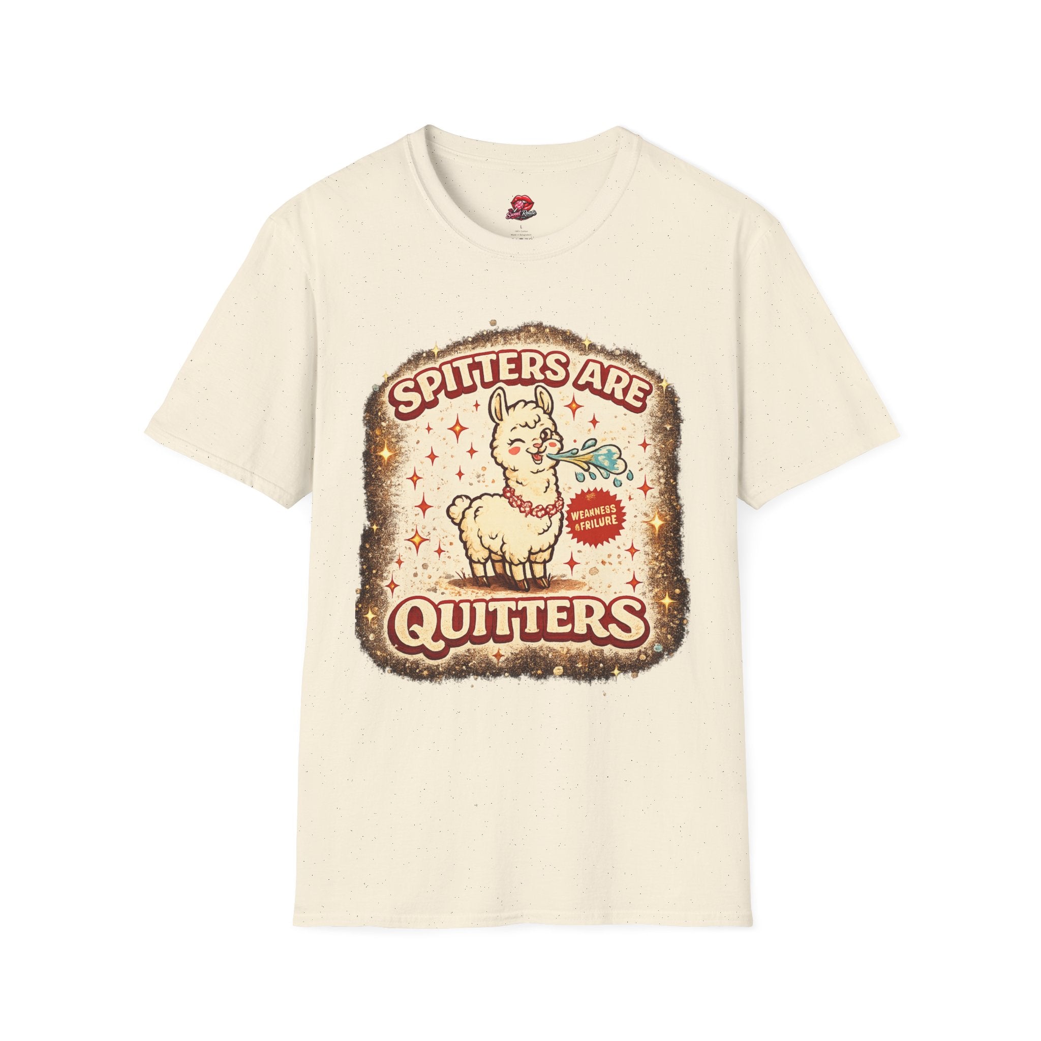 T-Shirt — "Spitters Are Quitters" Funny Llama Graphic Tee, Retro Vintage Vibe