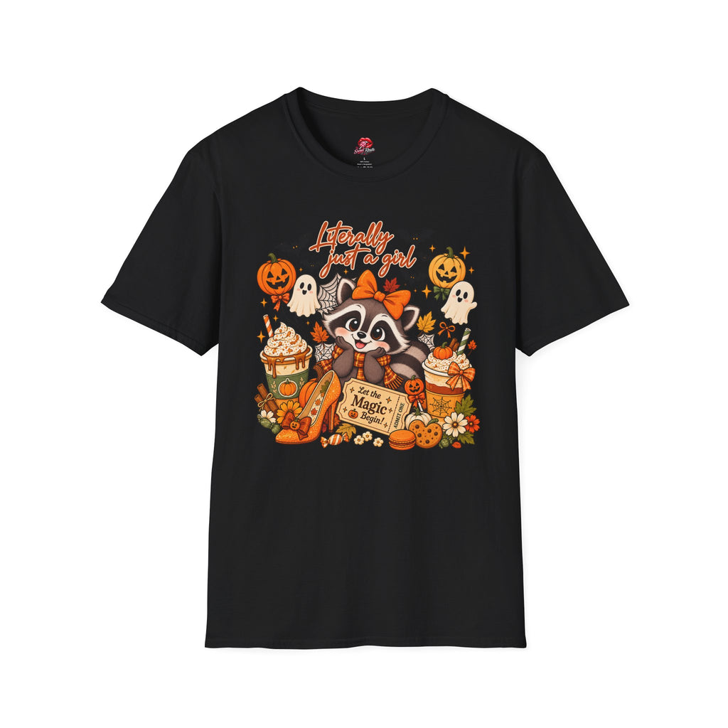 Halloween Just A Girl Raccoon Tee