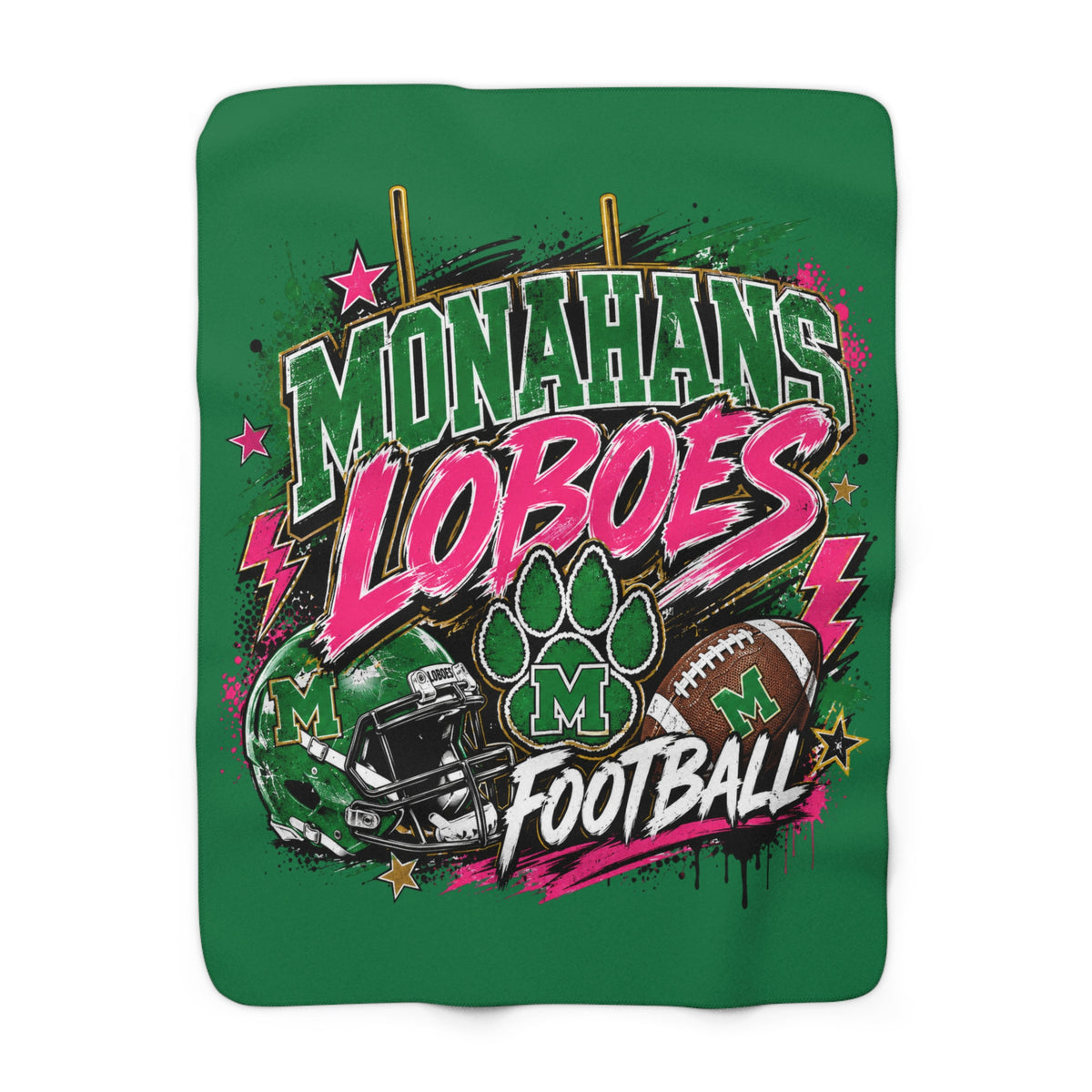 Monahans Loboes Football Sherpa Fleece Stadium Blanket — Cozy Team Spirit Throw