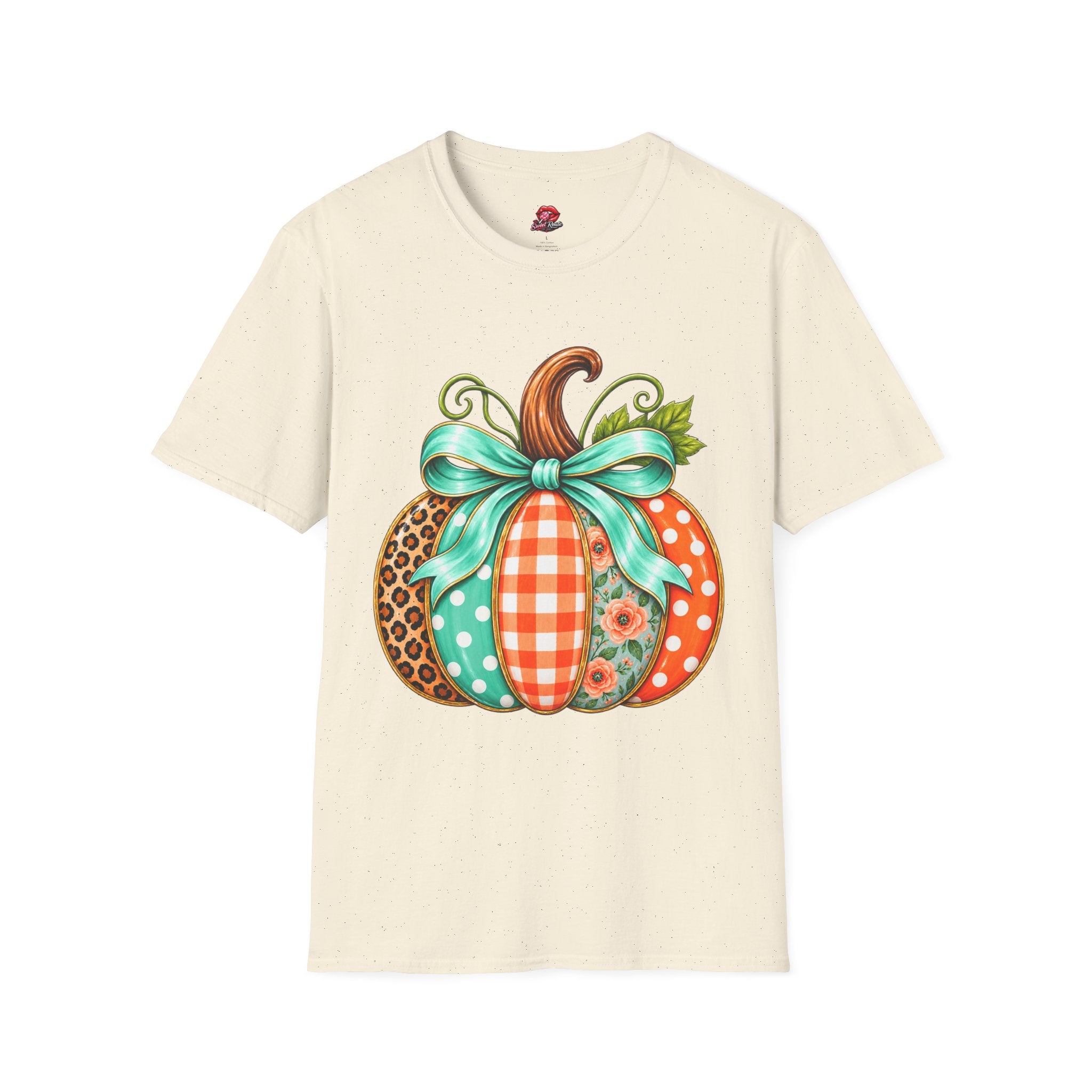 Fall Patchwork Pumpkin T‑Shirt