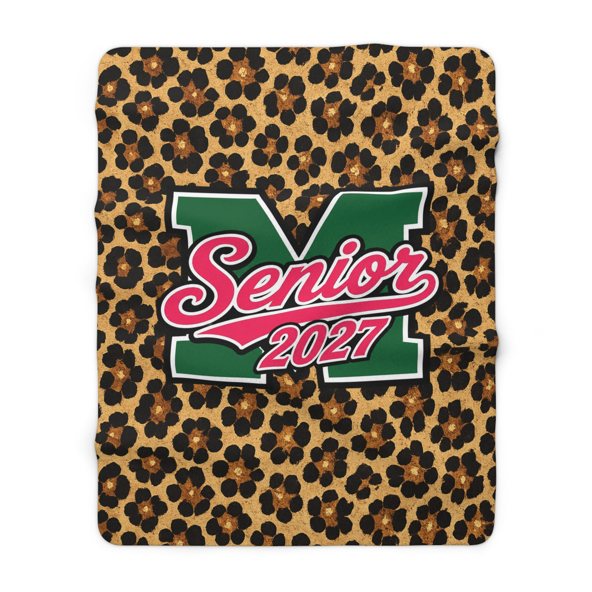Senior 2027 Leopard Sherpa Fleece Blanket