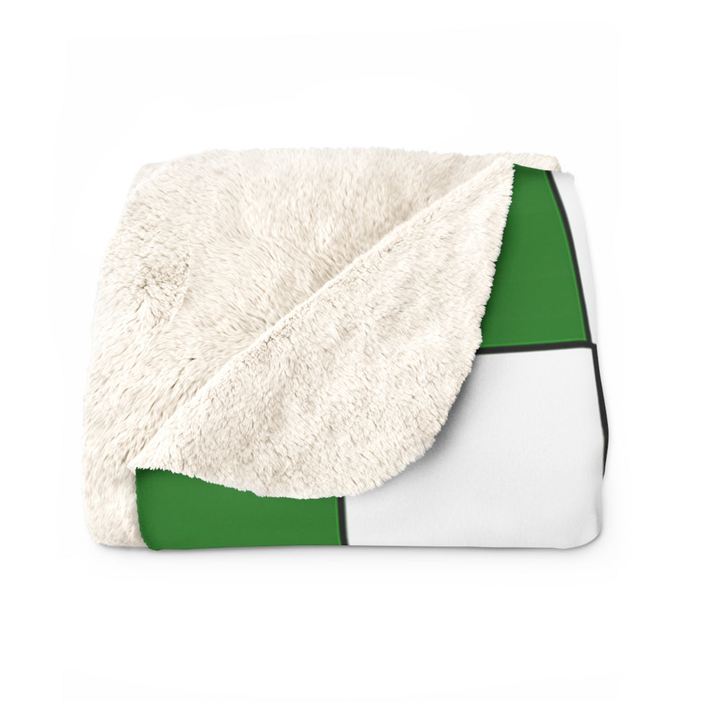 Monahans Loboes Green Check Sherpa Blanket