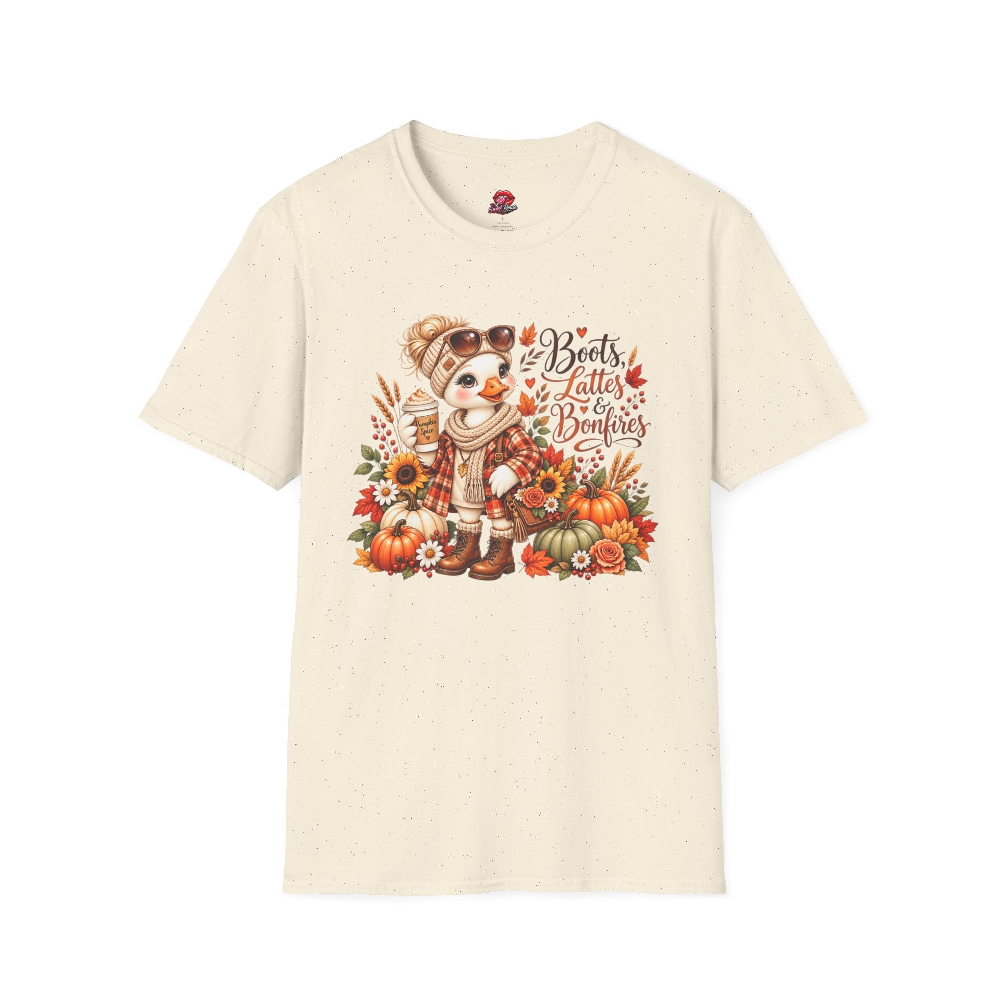 Boots, Lattes & Bonfires Cute Fall T-Shirt