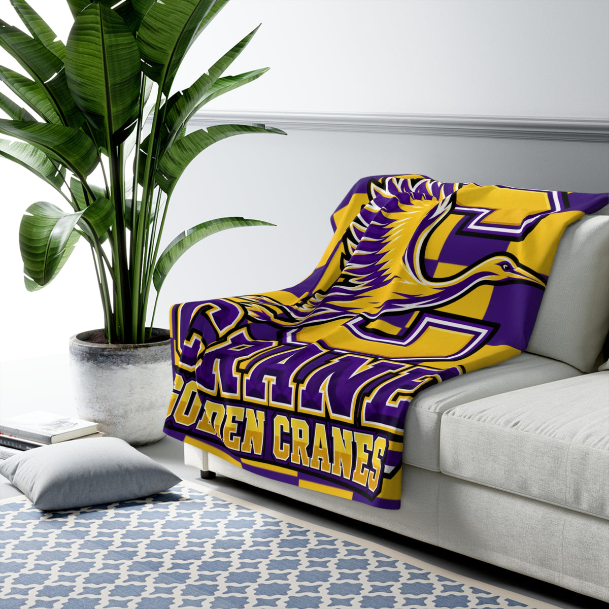 Crane Golden Cranes Sherpa Fleece Blanket