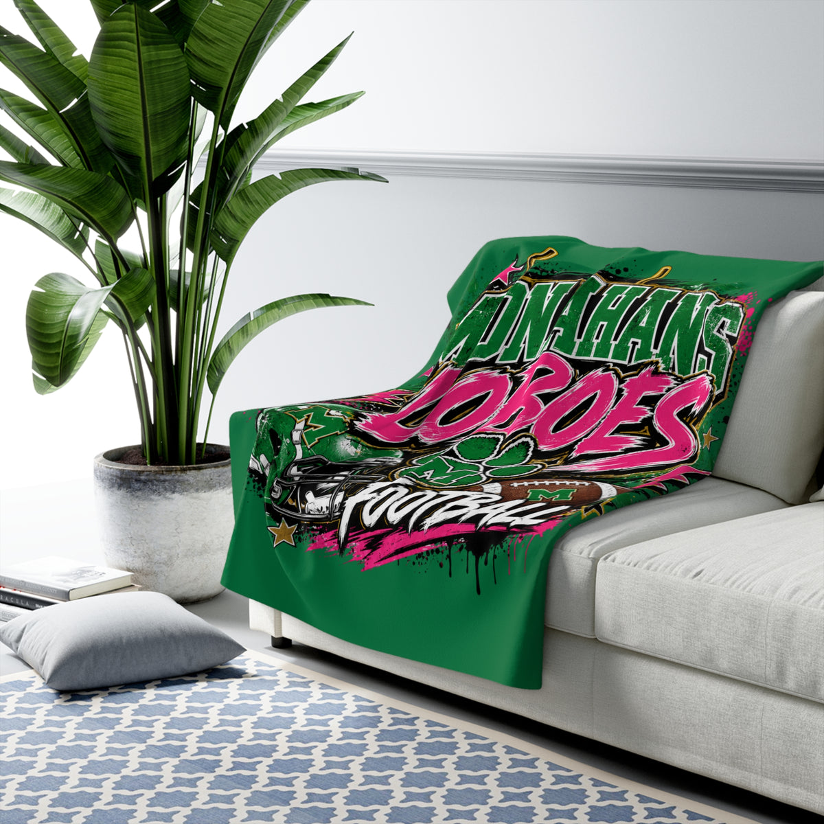 Monahans Loboes Football Sherpa Fleece Stadium Blanket — Cozy Team Spirit Throw