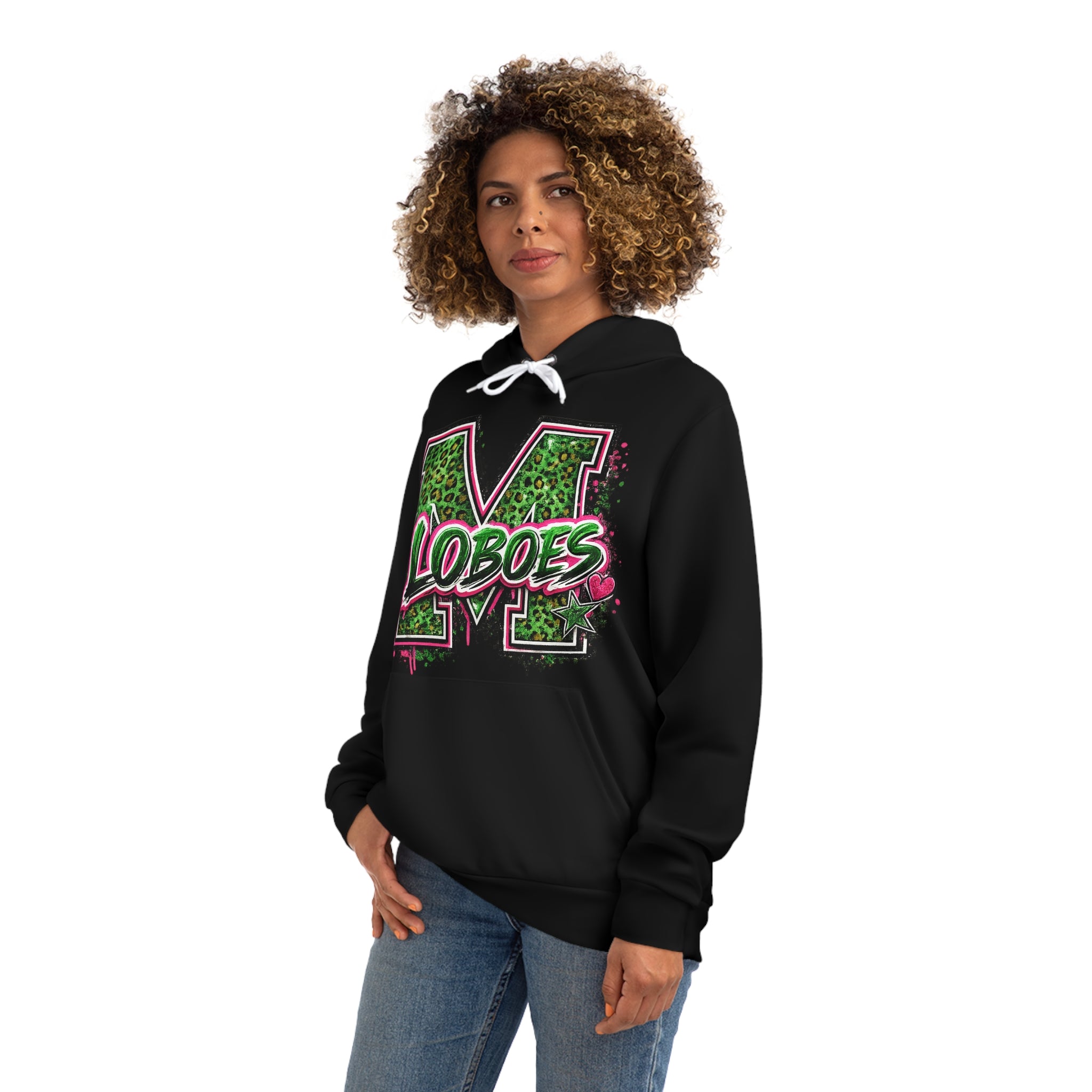 Loboes Graphic Hoodie — Leopard M Print with Pink Graffiti