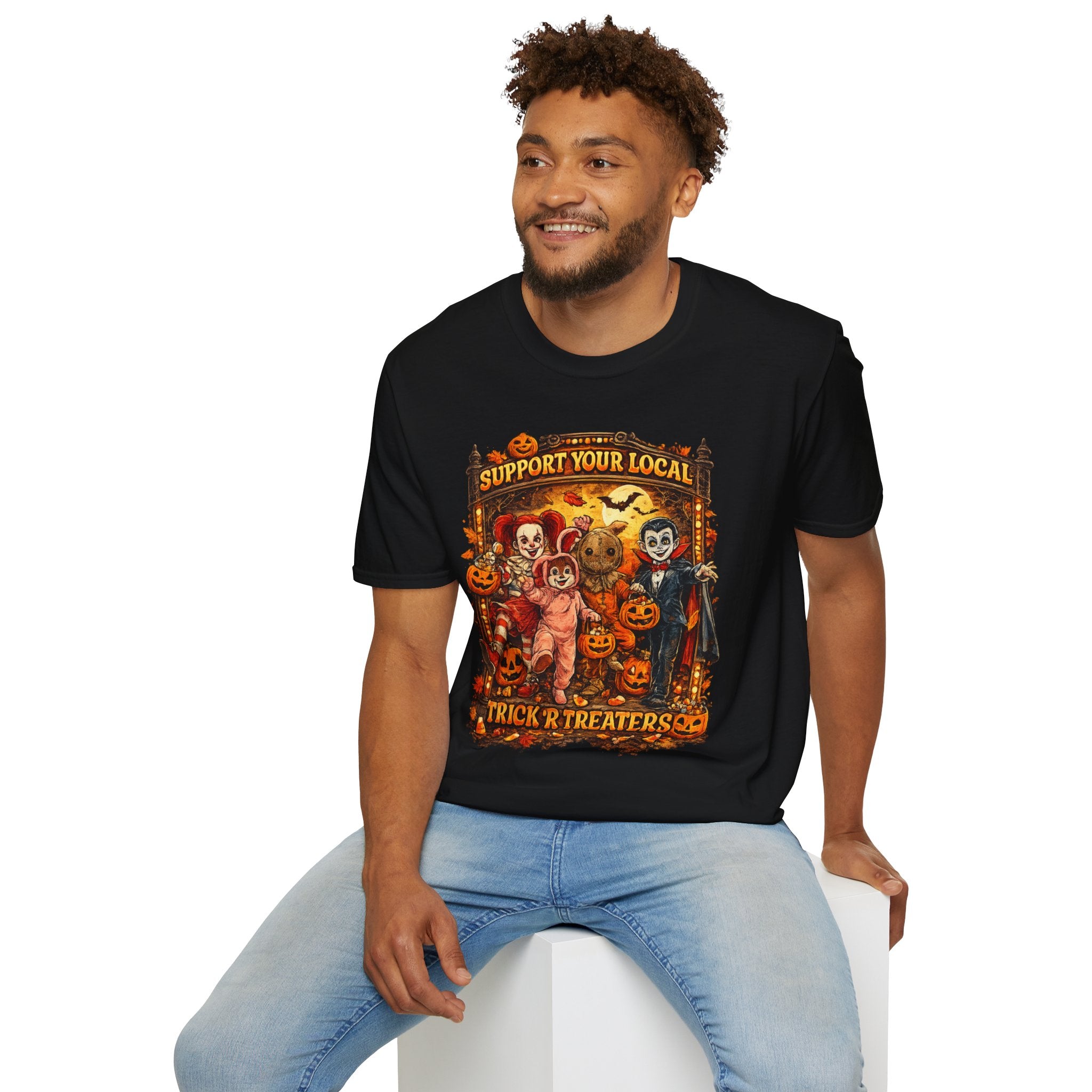 'Support Your Local Trick R Treaters Halloween T-Shirt | Funny Vintage Halloween Graphic Tee | Spooky Fall Unisex Shirt