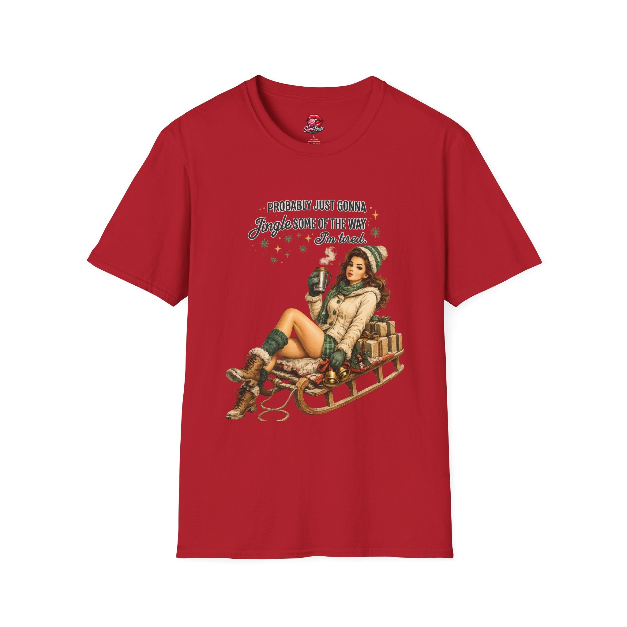 Jingle Some of the Way Vintage Pinup Sleigh T-Shirt