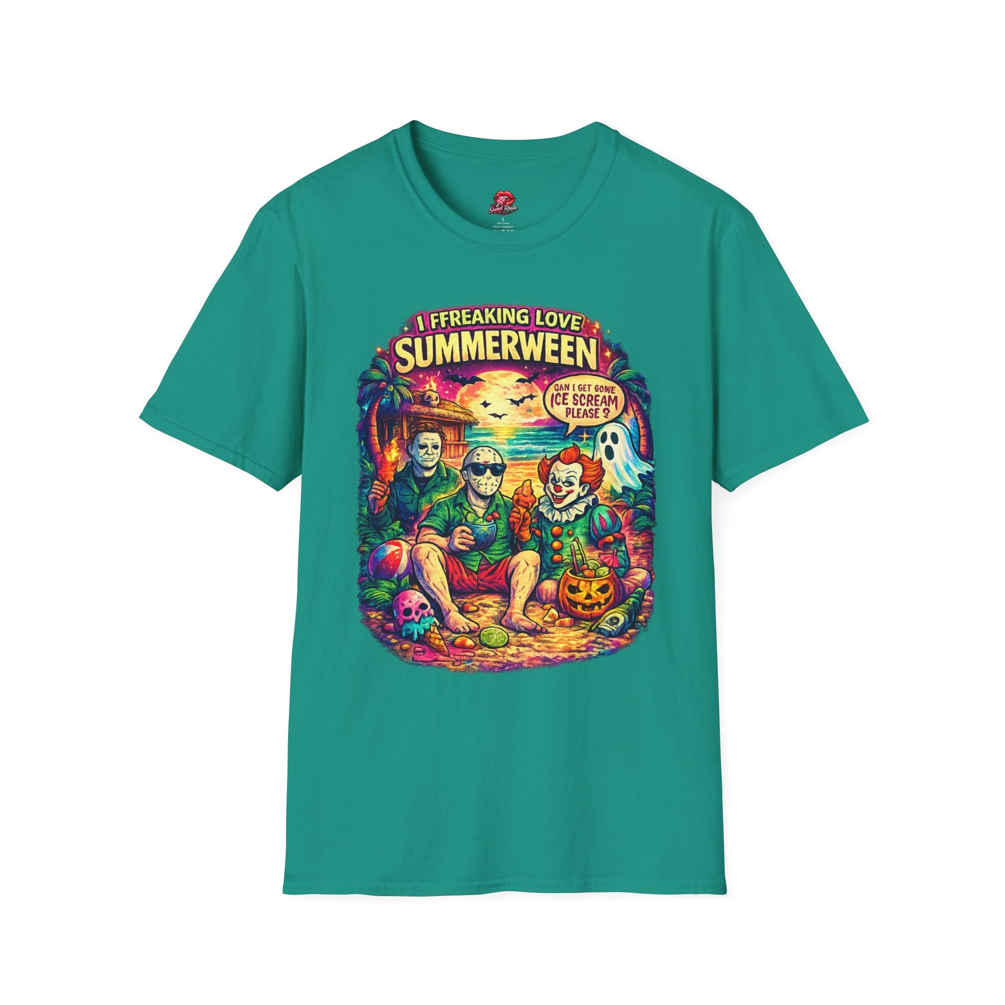 Summerween Horror Beach T-Shirt — "I Freaking Love Summerween" Graphic Tee