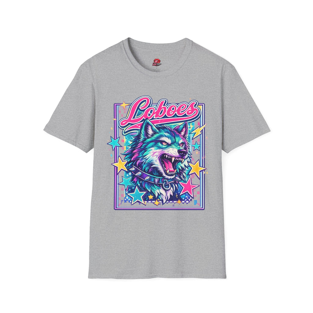 Loboes Neon Wolf T-Shirt — Retro Colorful Graphic Tee