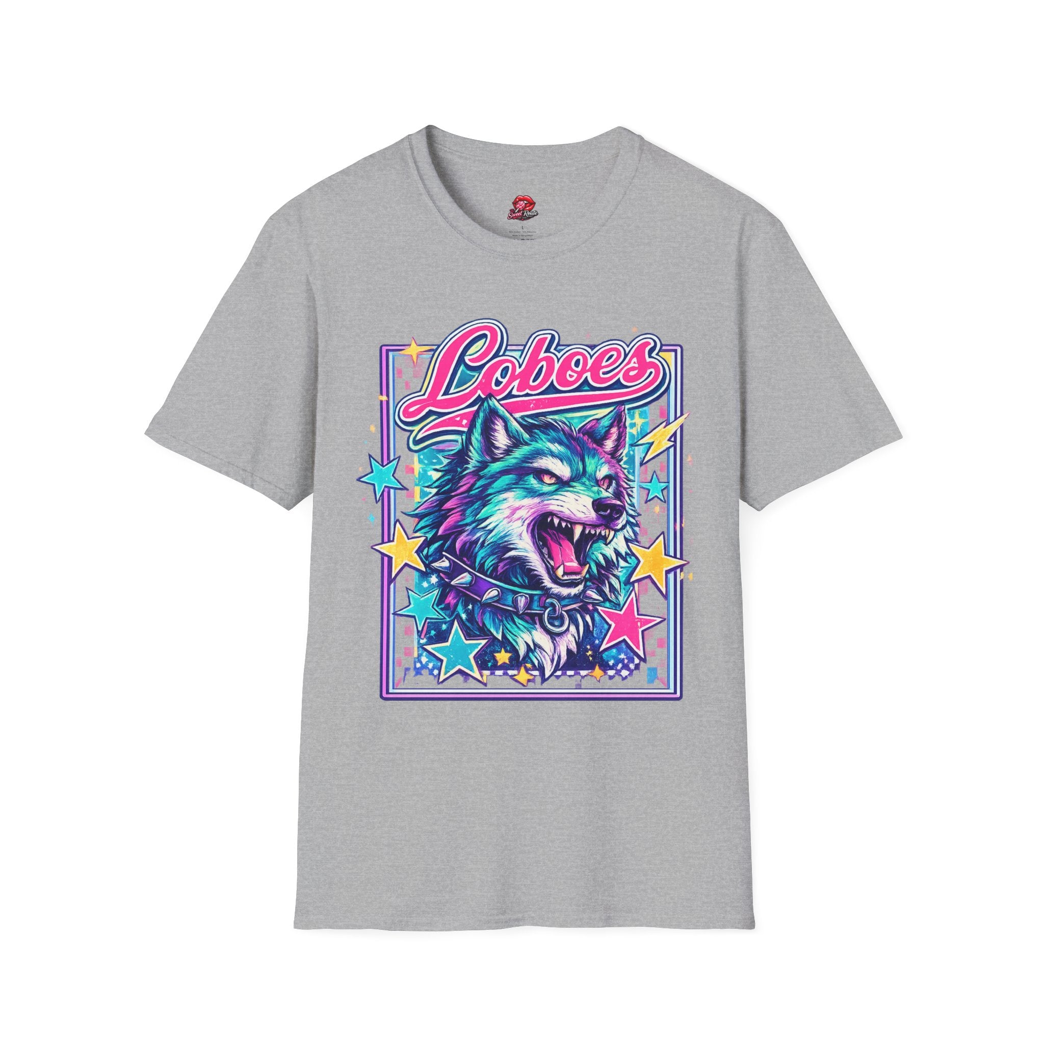 Loboes Neon Wolf T-Shirt — Retro Colorful Graphic Tee