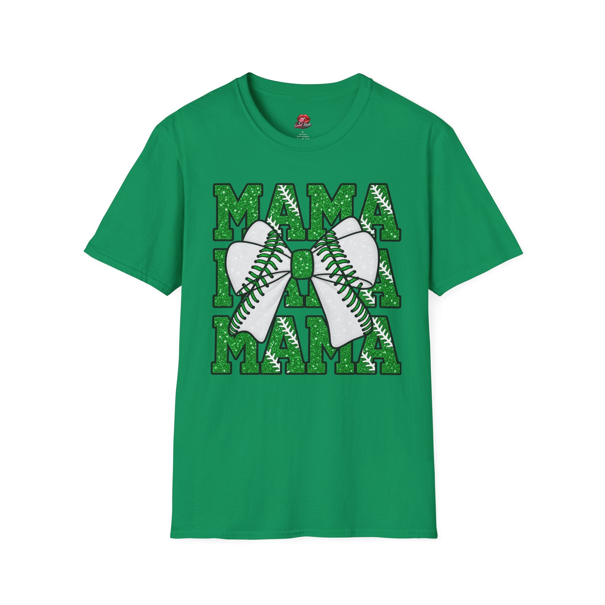 Green Glitter Mama Baseball Tee