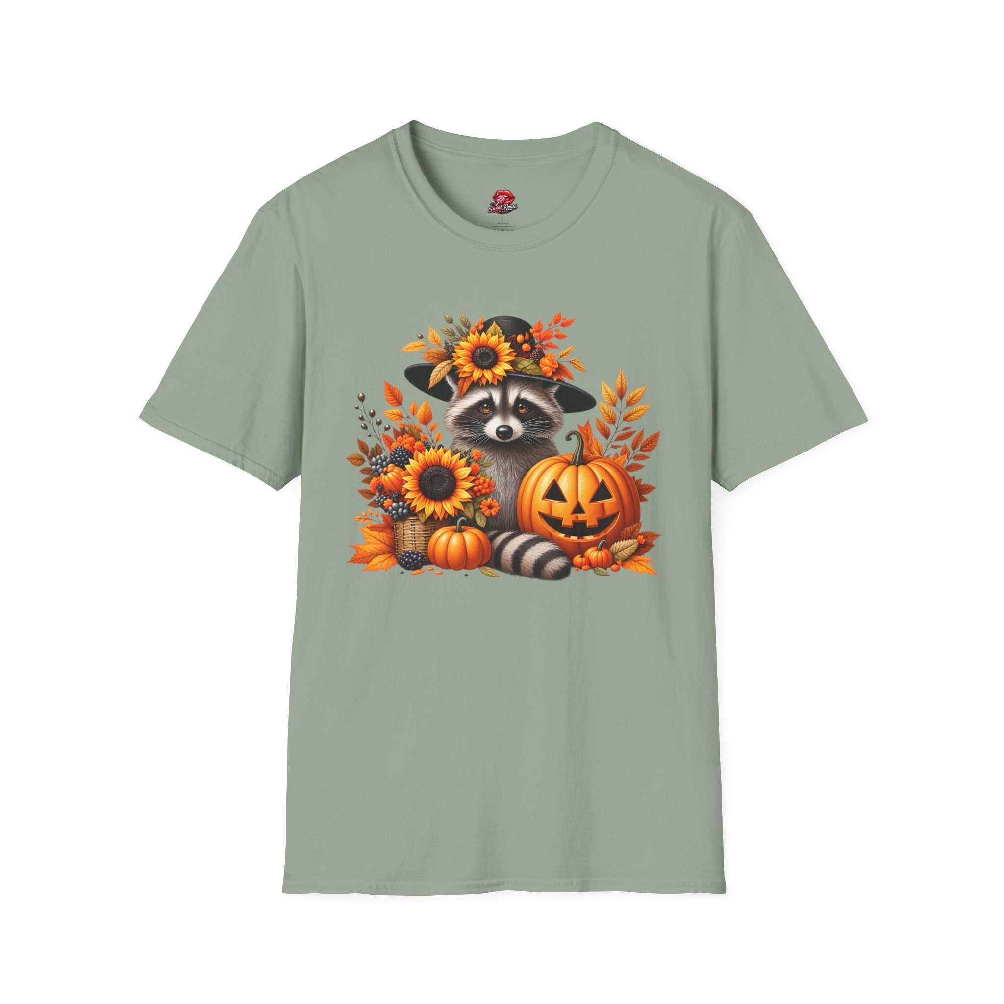 Sunflower & Autumn Leaves Raccoon Tee