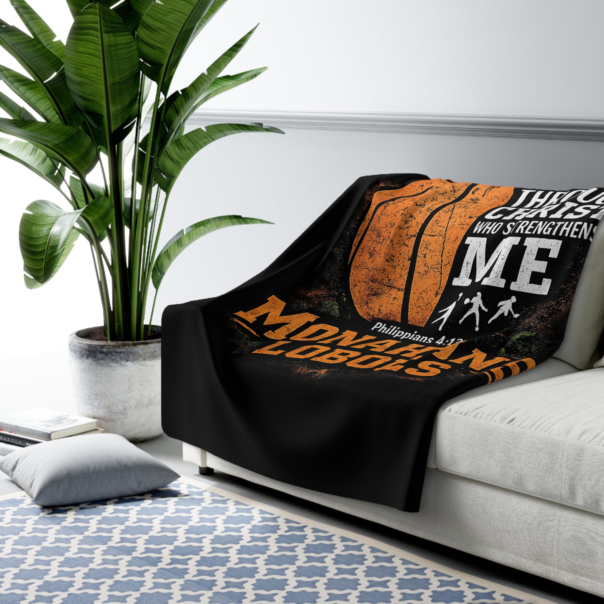 Monahans Loboes Basketball Sherpa Fleece Blanket