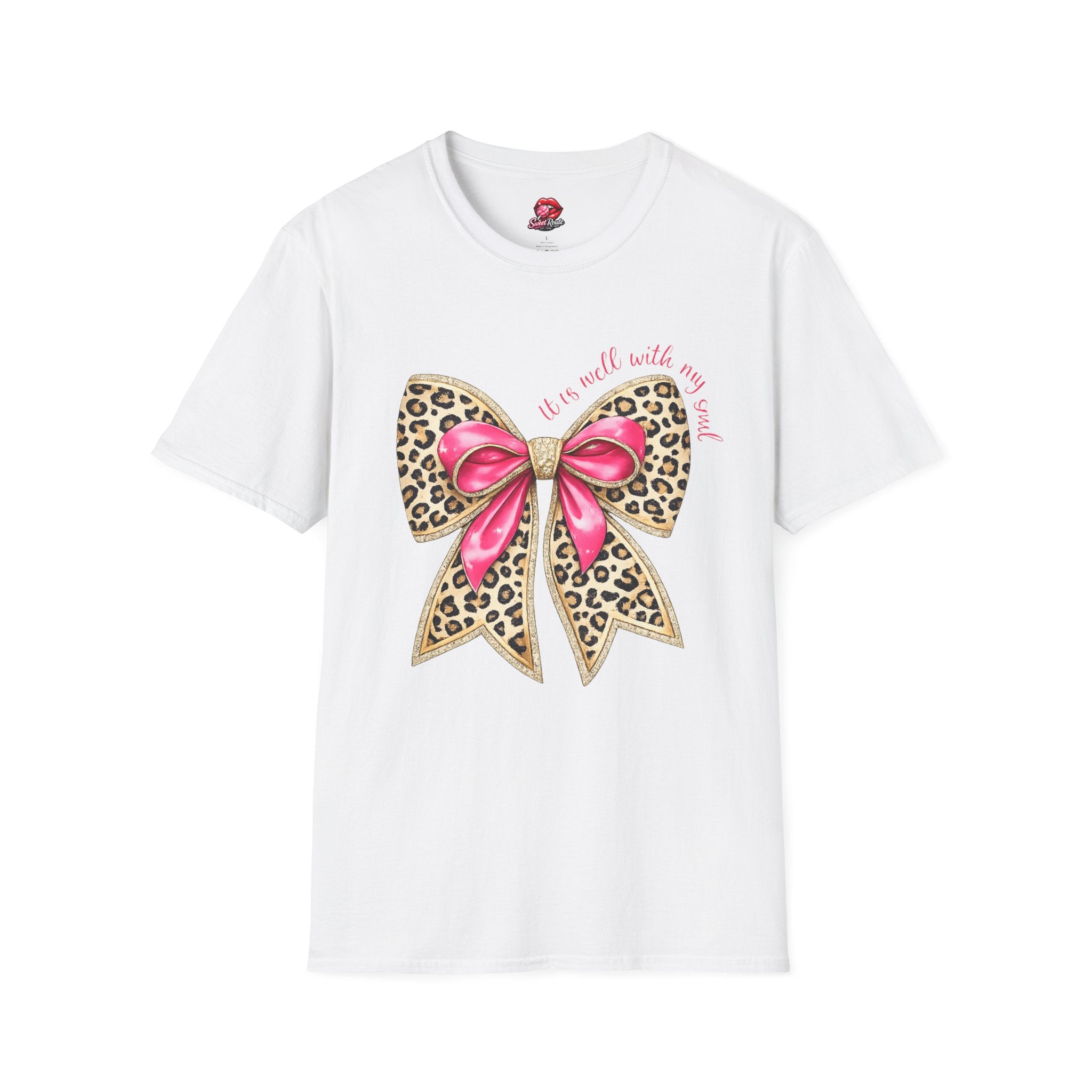 Leopard Bow with Pink Ribbon T-Shirt