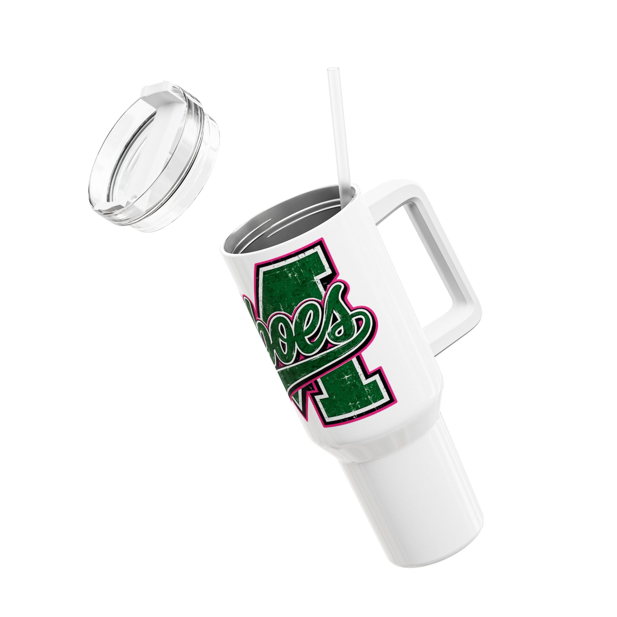 40oz Stainless Green Varsity Loboes Design, Insulated Tumbler