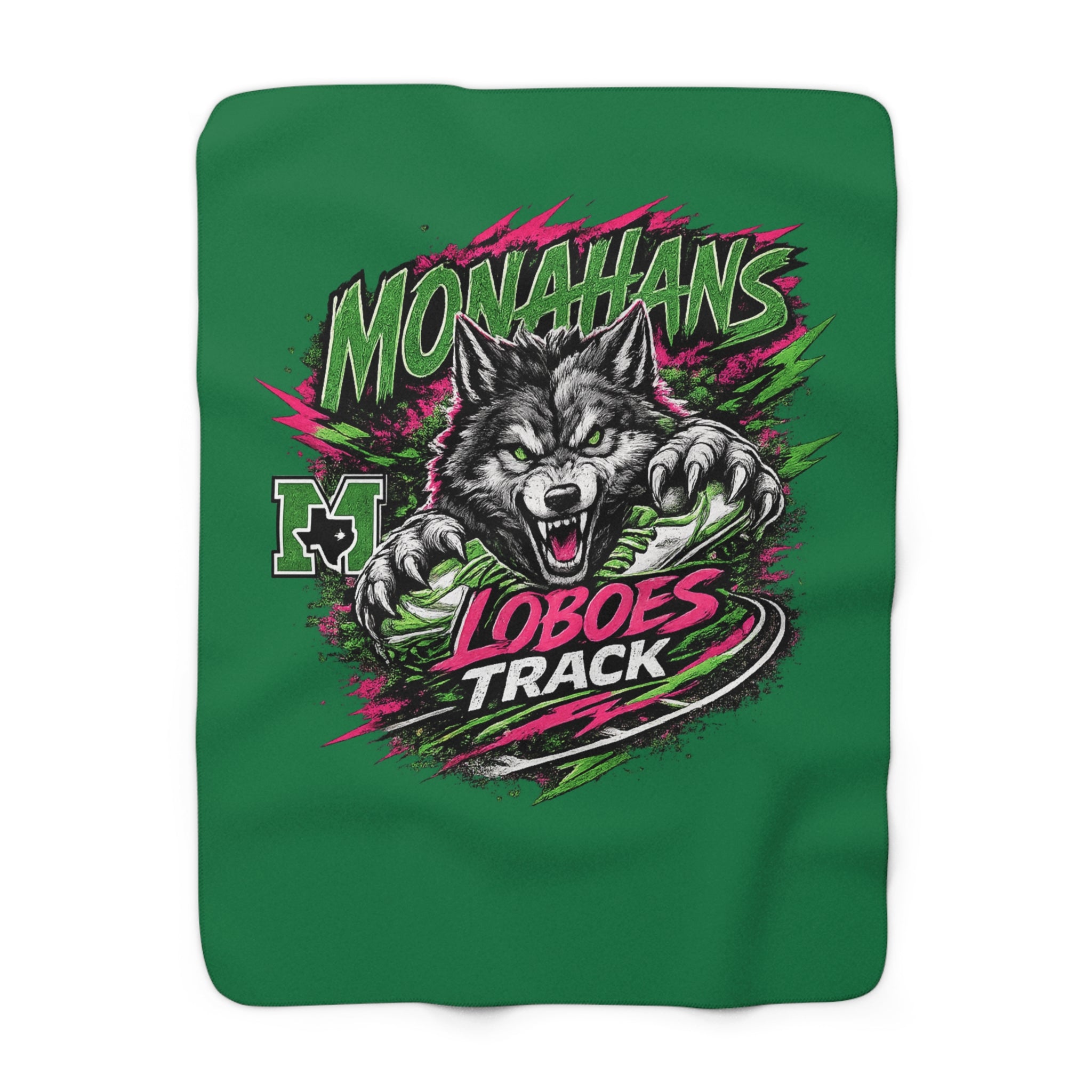 Monahans Loboes Track Sherpa Blanket