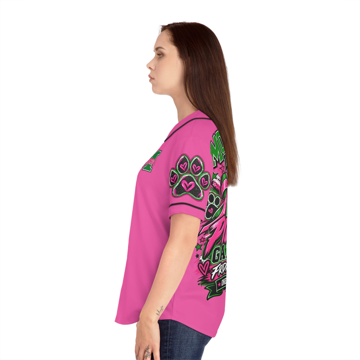 Monahans Loboes Pink Out Game Night Women’s Baseball Jersey