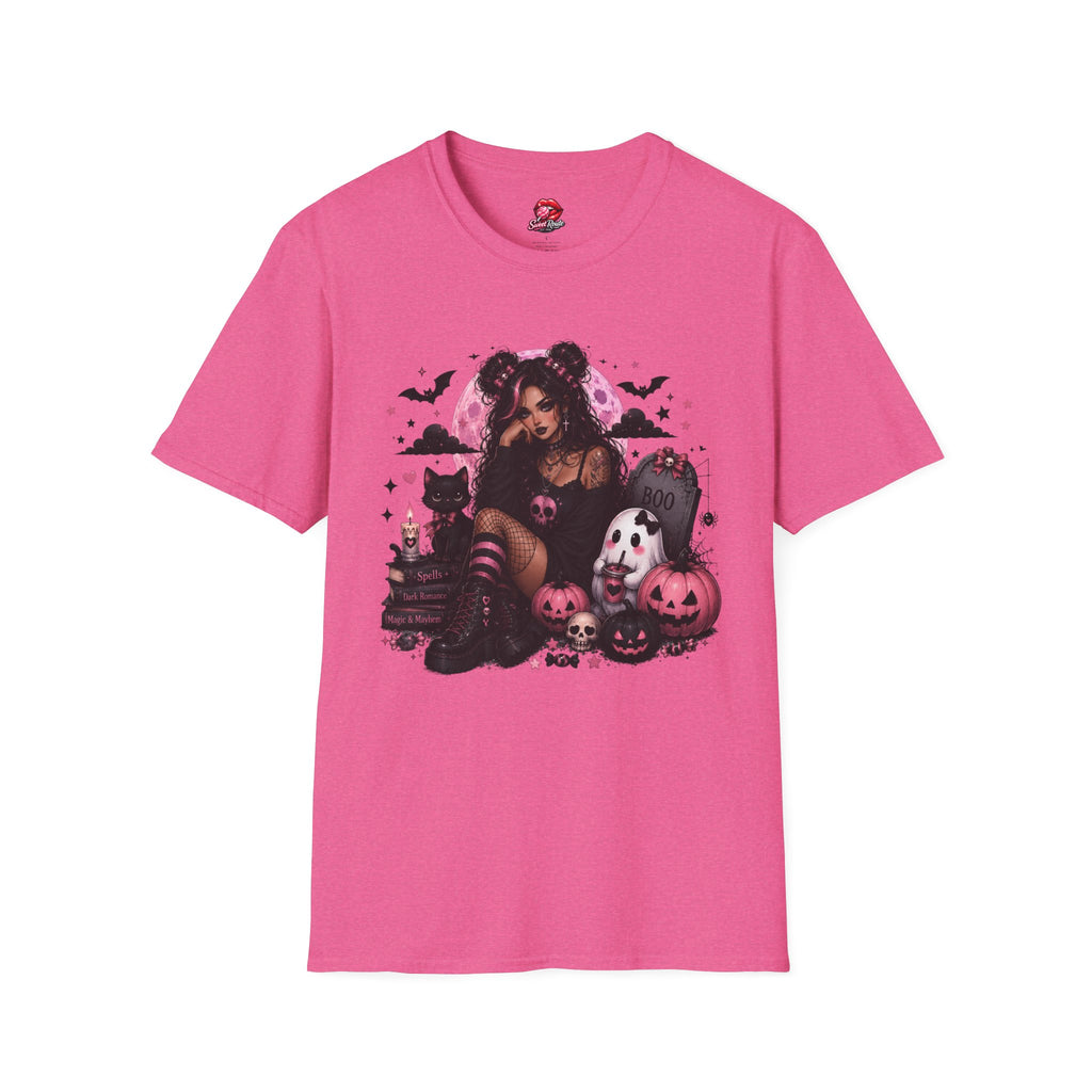Goth Girl Black Cats Halloween T-Shirt | Spooky Cute Goth Cat Lover Tee | Vintage Halloween Graphic Shirt | Witchy Fall Gift for Women