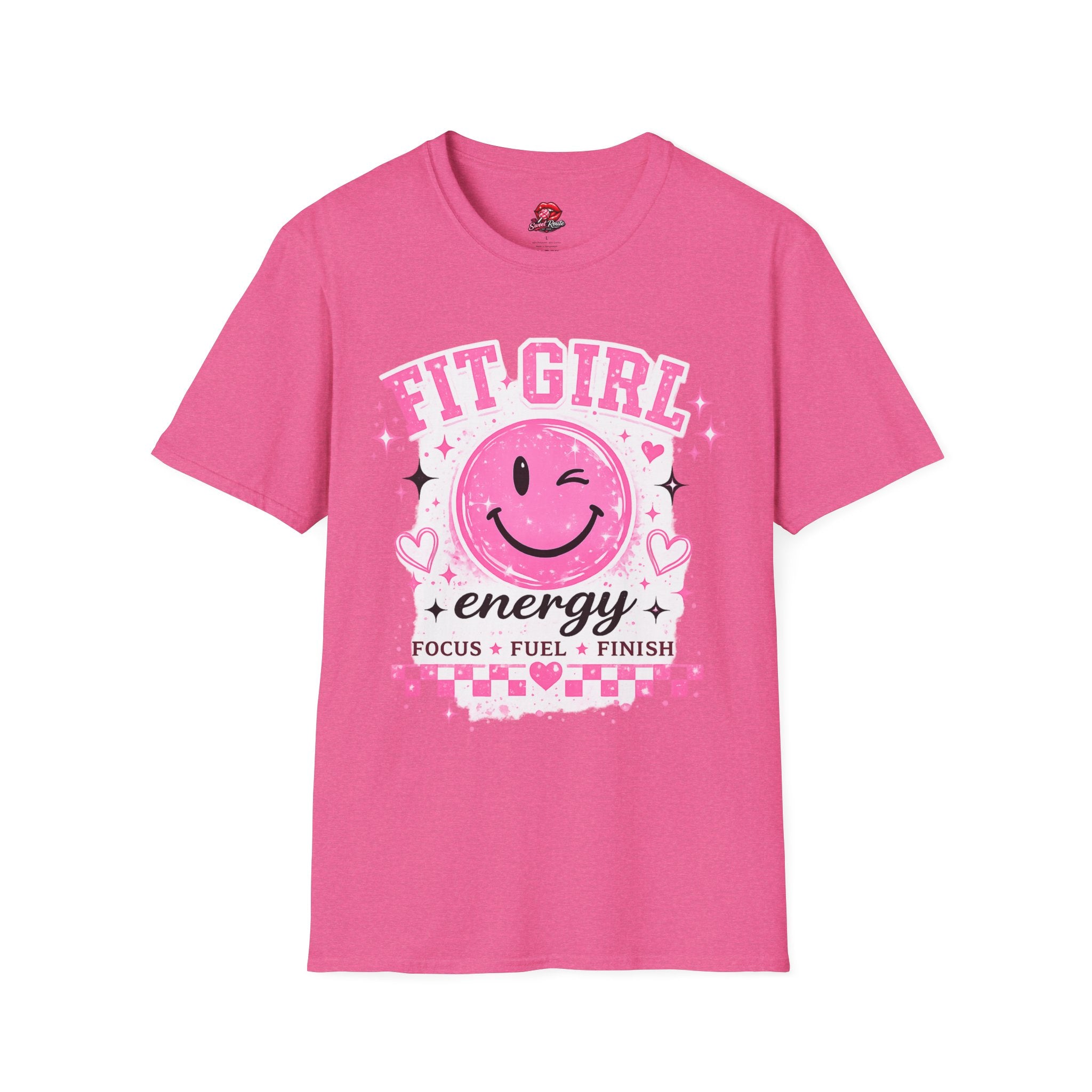 Fit Girl Pink Smiley Fitness Tee