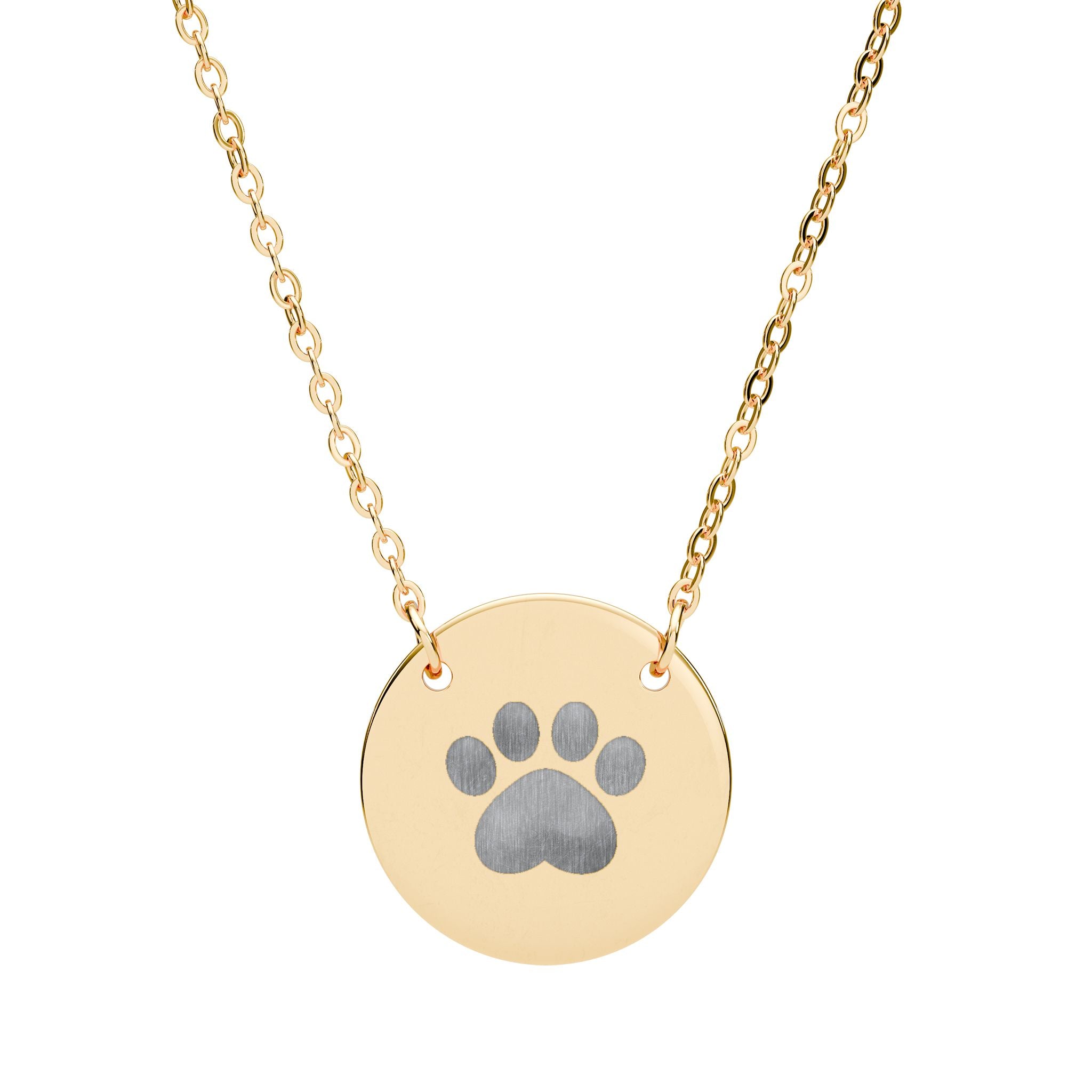 Paw Print Engraved Circle Necklace