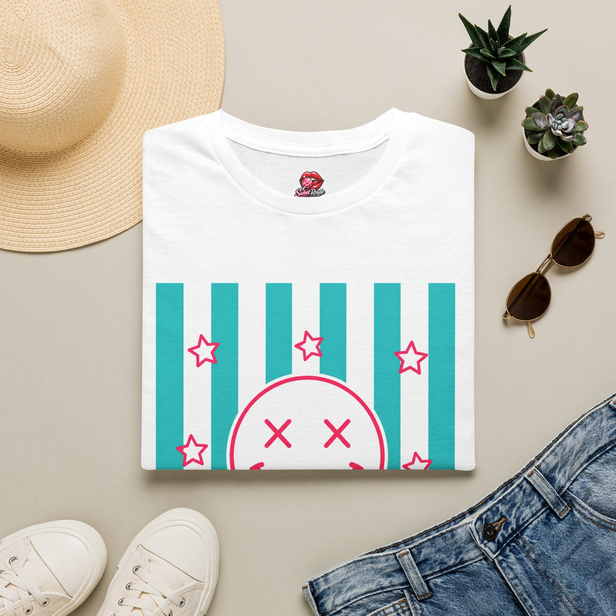 Smiley Face Stripes T-Shirt