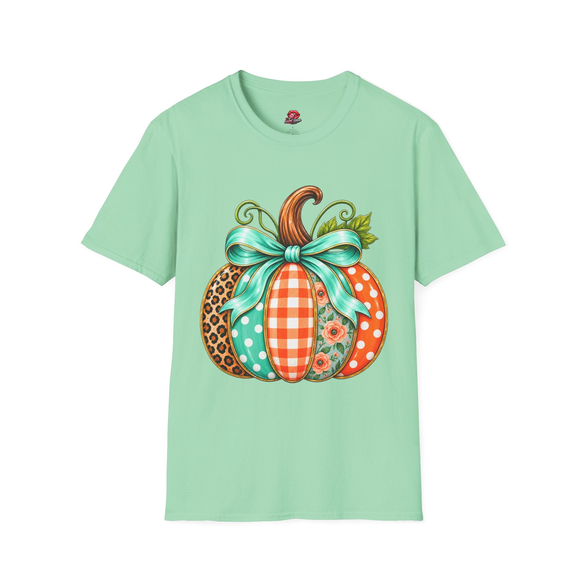 Fall Patchwork Pumpkin T‑Shirt