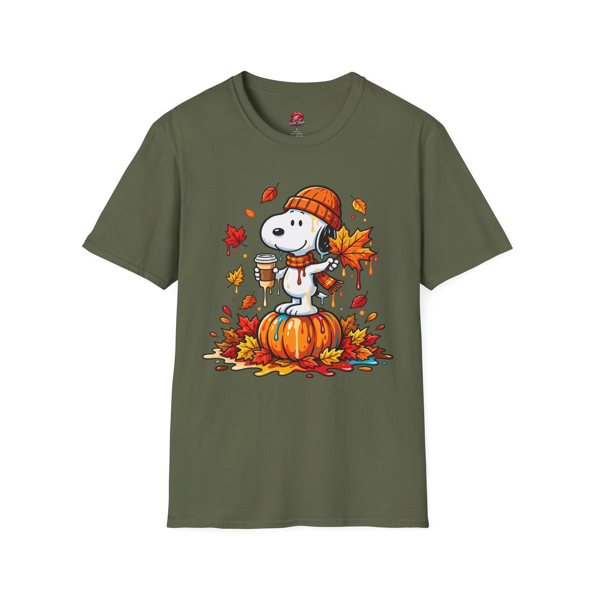 Fall Pumpkin, Leaves & Coffee snoopy T-Shirt