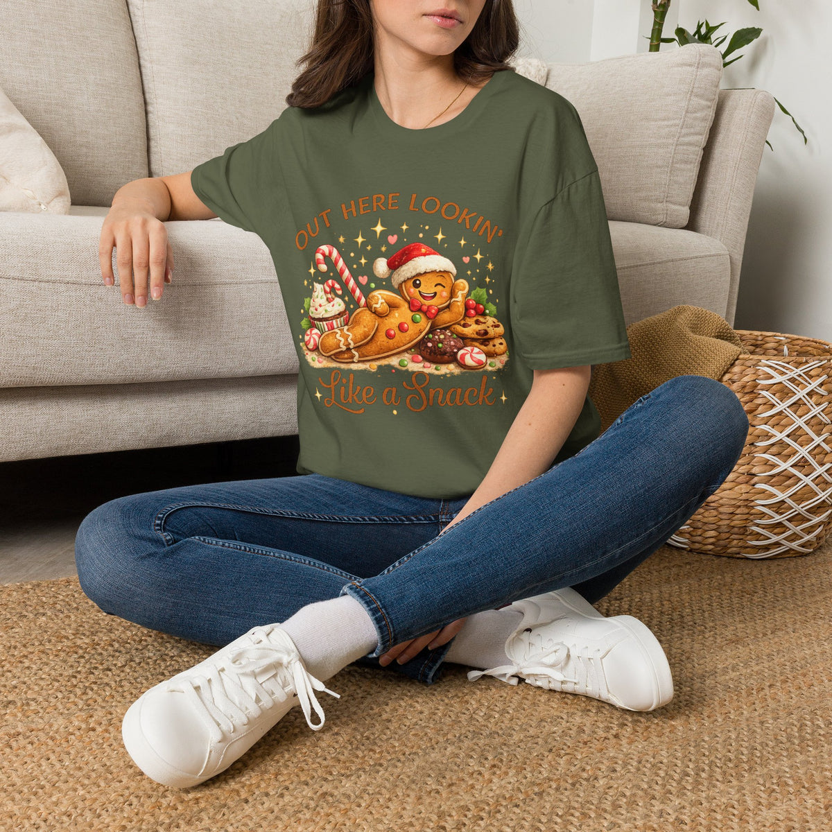 Gingerbread Cookie Santa Hat T-Shirt