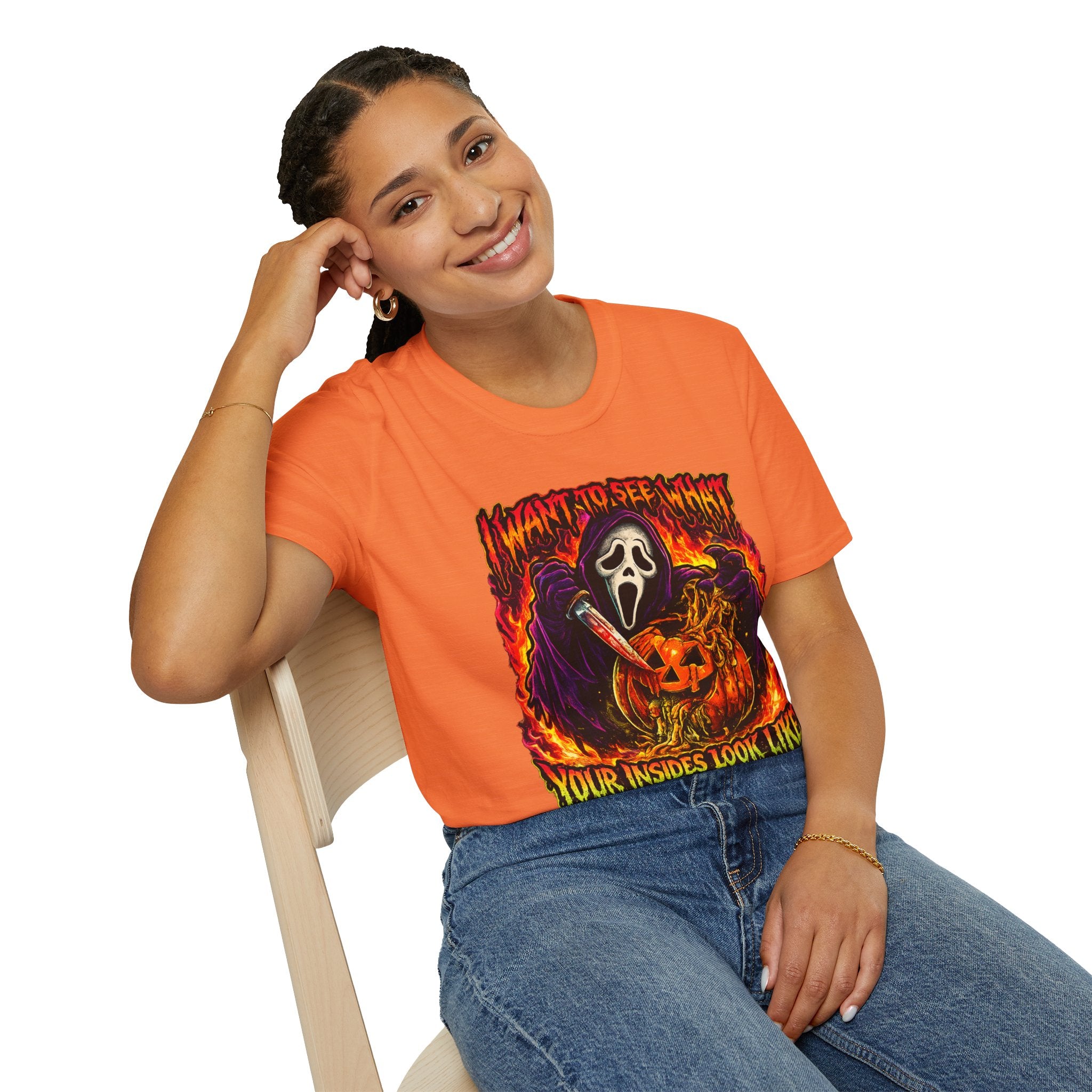 I Want To See What Your Insides Look Like Graphic T-Shirt | Funny Halloween Retro Tee