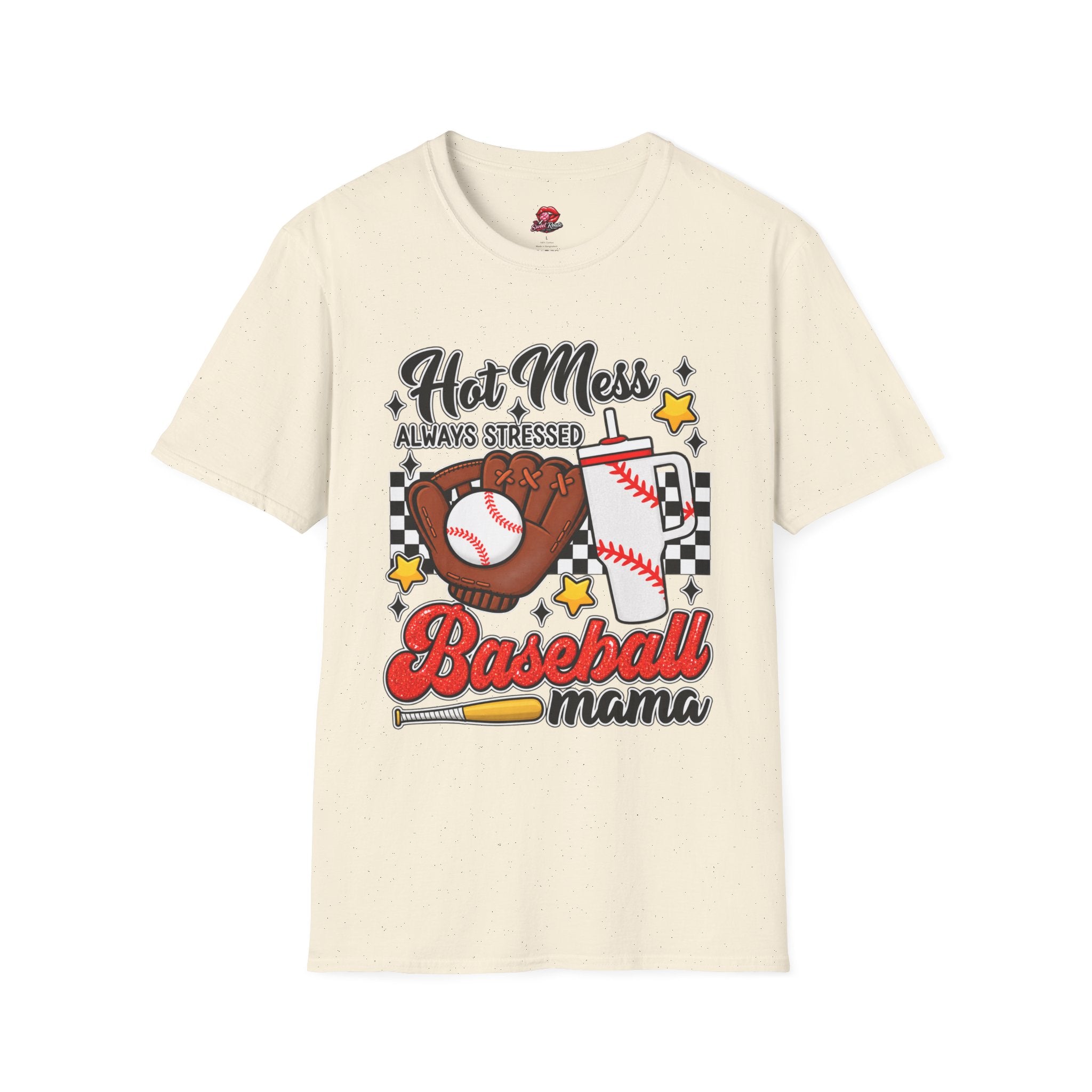 Hot Mess, Always Stressed Baseball Mom Tee