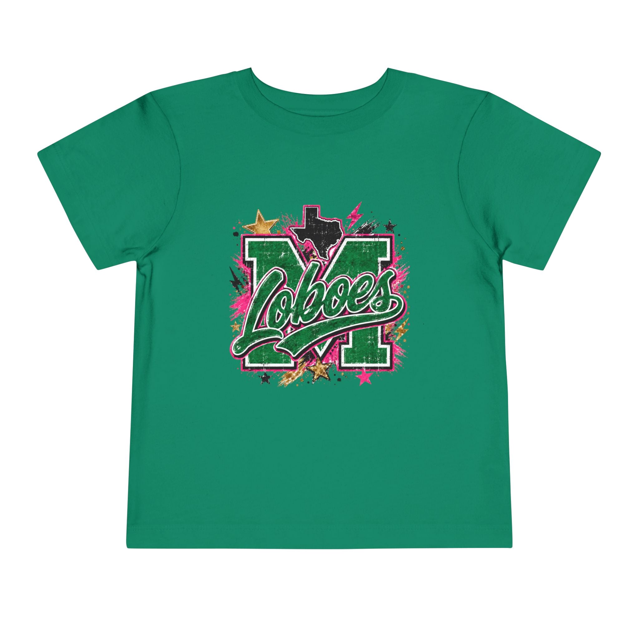 Toddler Tee Loboes Green & Pink Cheer Shirt