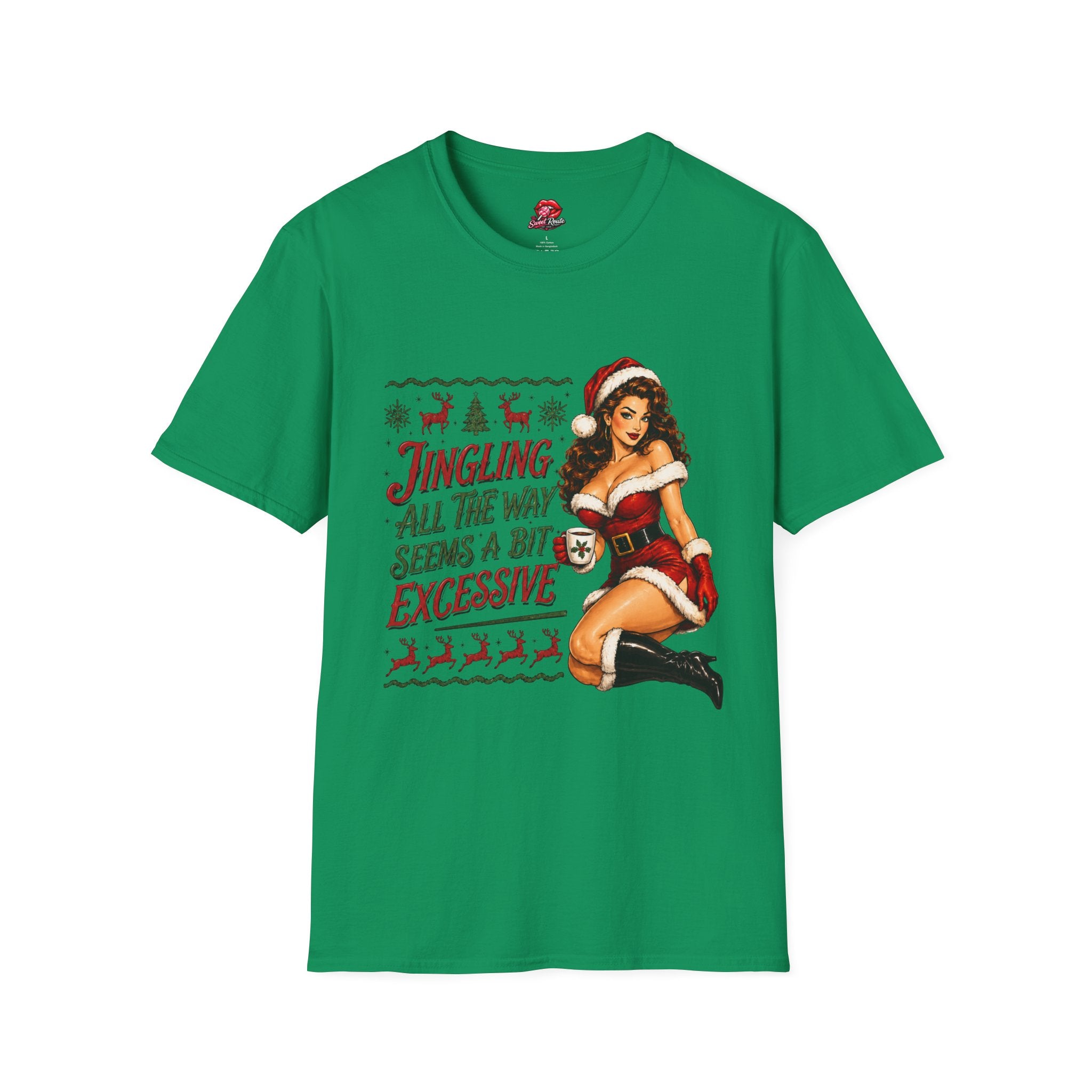 Jingling All The Way Pinup Santa T-Shirt
