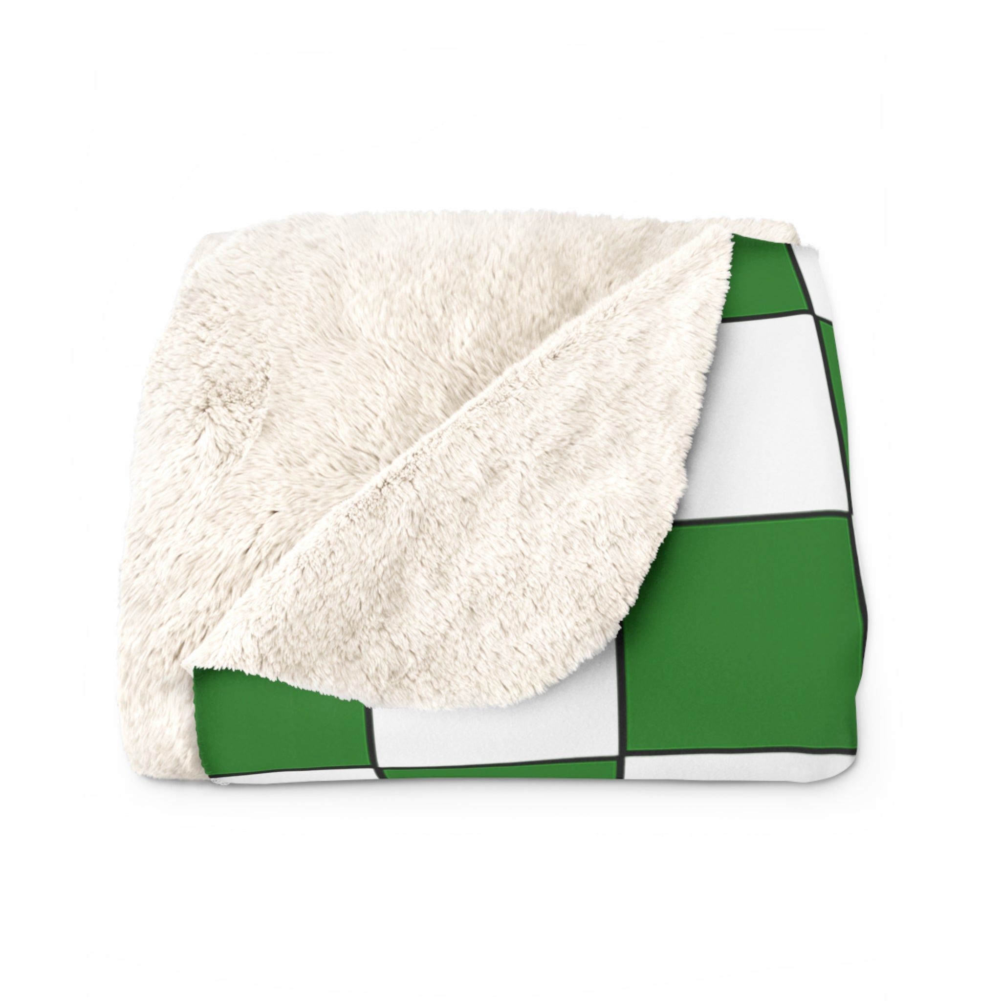 Senior 2027 Sherpa Fleece Blanket – Green Checkerboard Graduation Throw