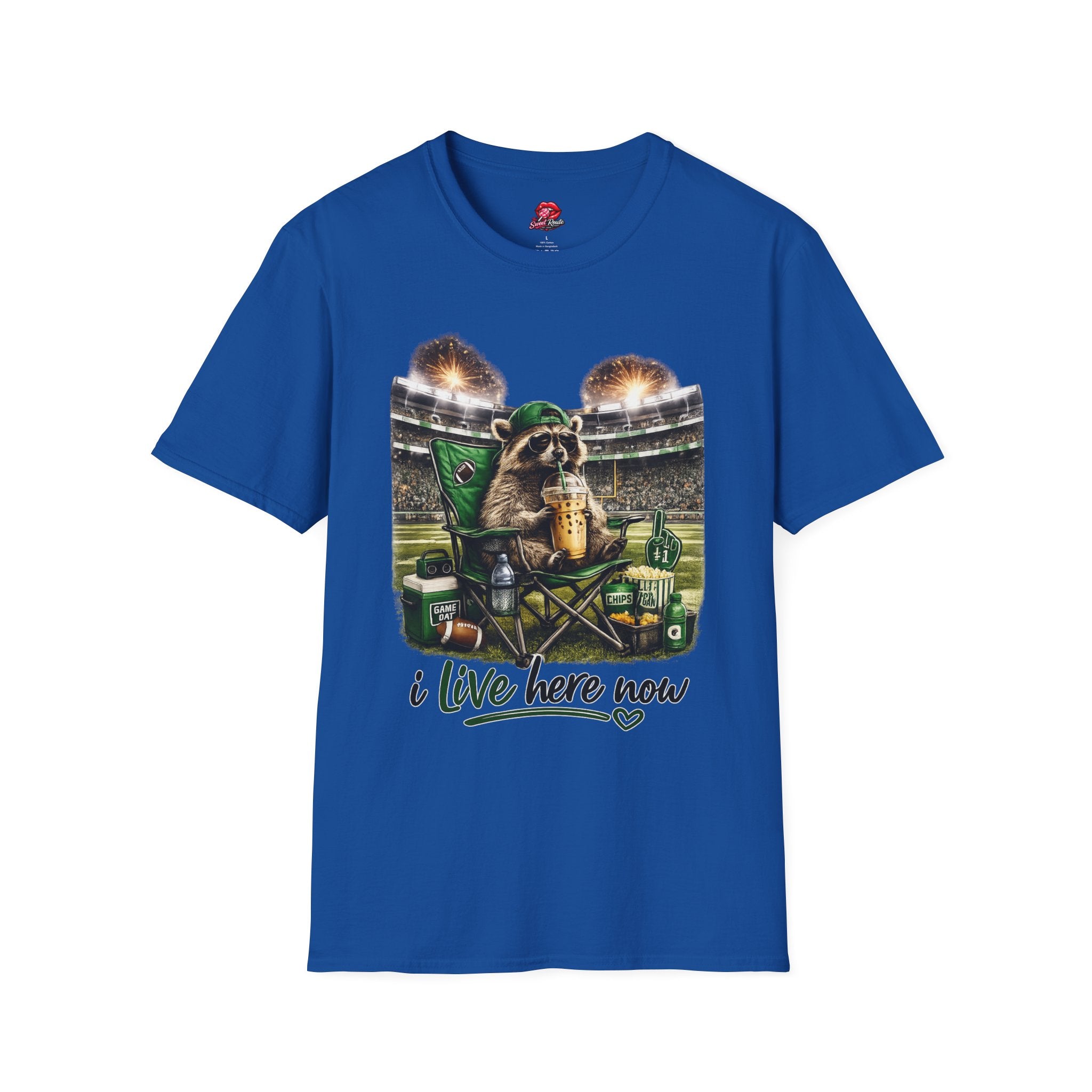 I Live Here Now Football Tee