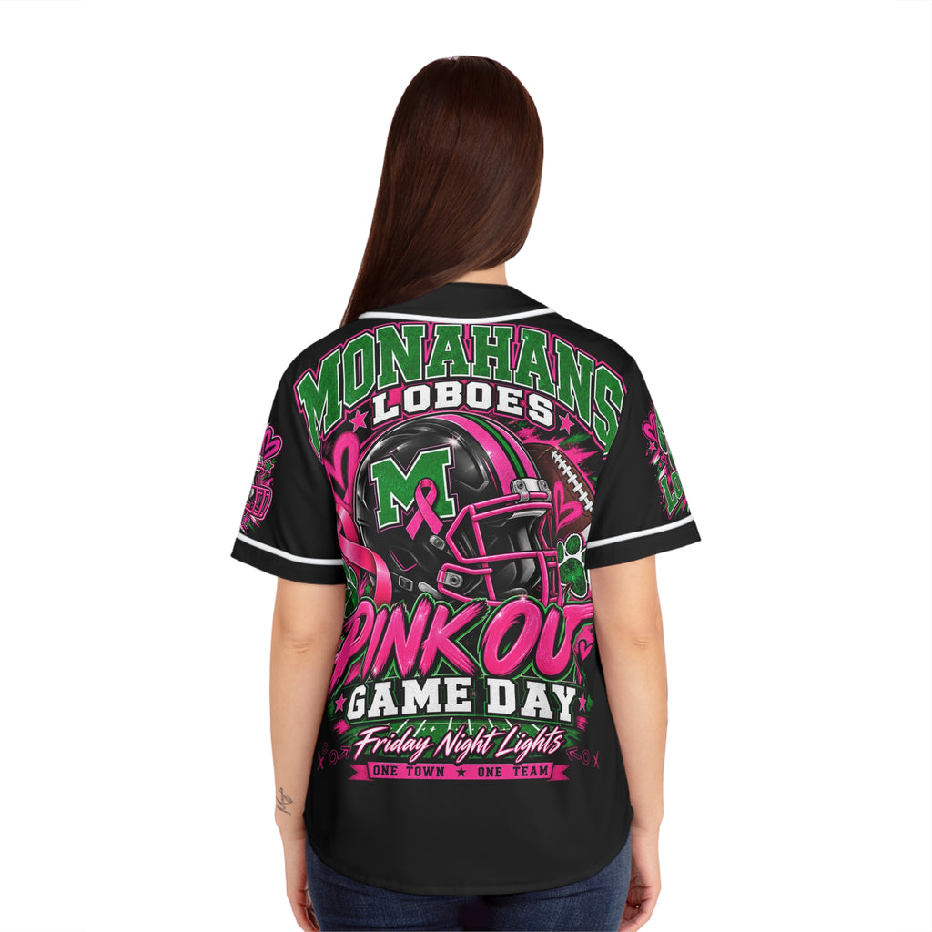Monahans Loboes Pink Out Game Day Women’s Baseball Jersey – Black