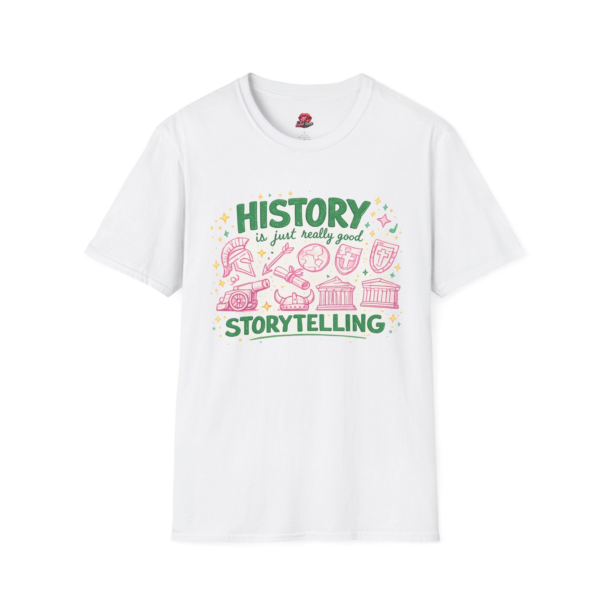 History Is Just Really Good Storytelling Teacher T-Shirt | Cute Retro History Teacher Graphic Tee | History Lover Gift